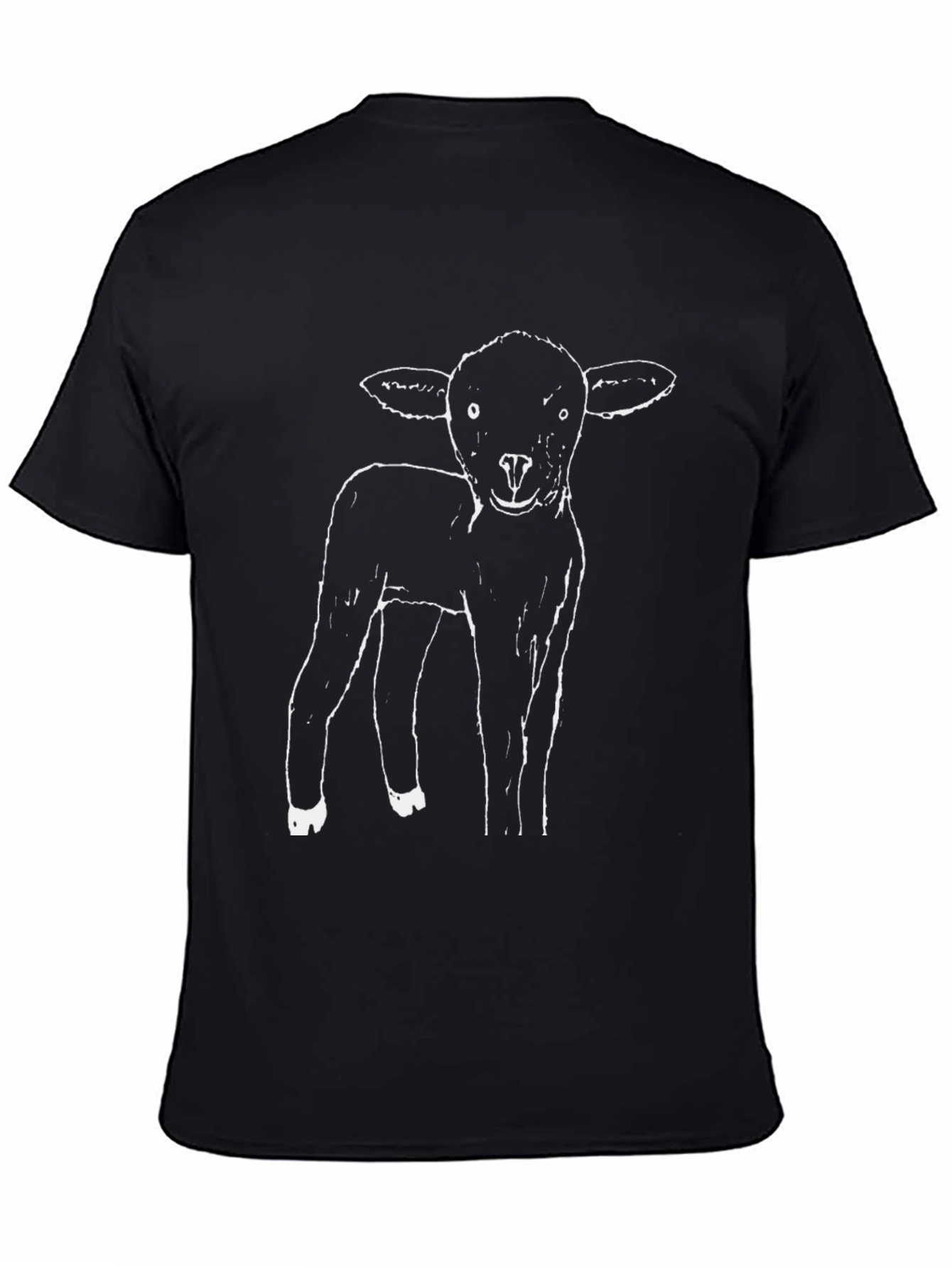 Black Lamb Graphic T-Shirt - Black Cotton Crew Neck Tee view 4