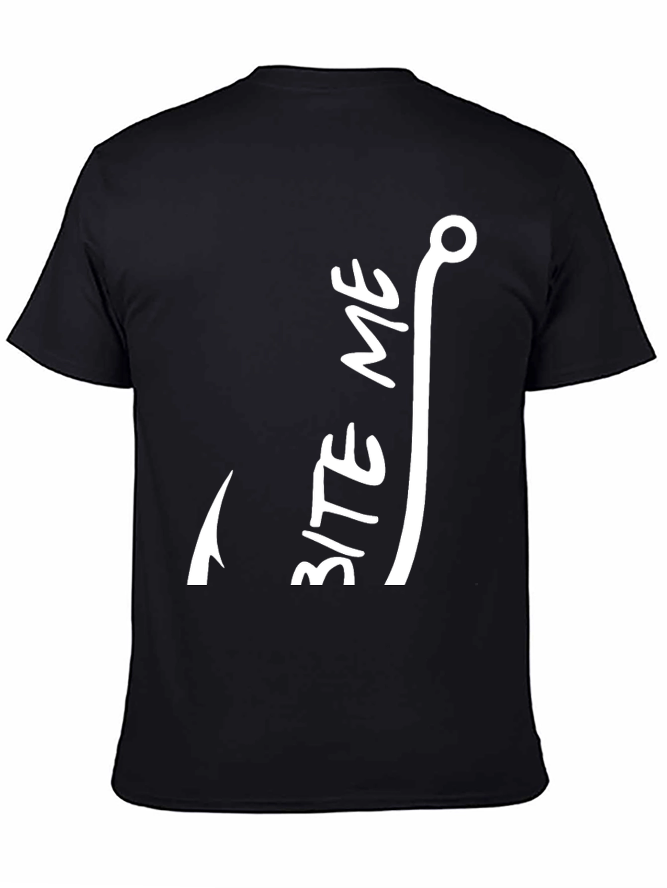 Black Bite Me Fish Hook Graphic T-Shirt view 4