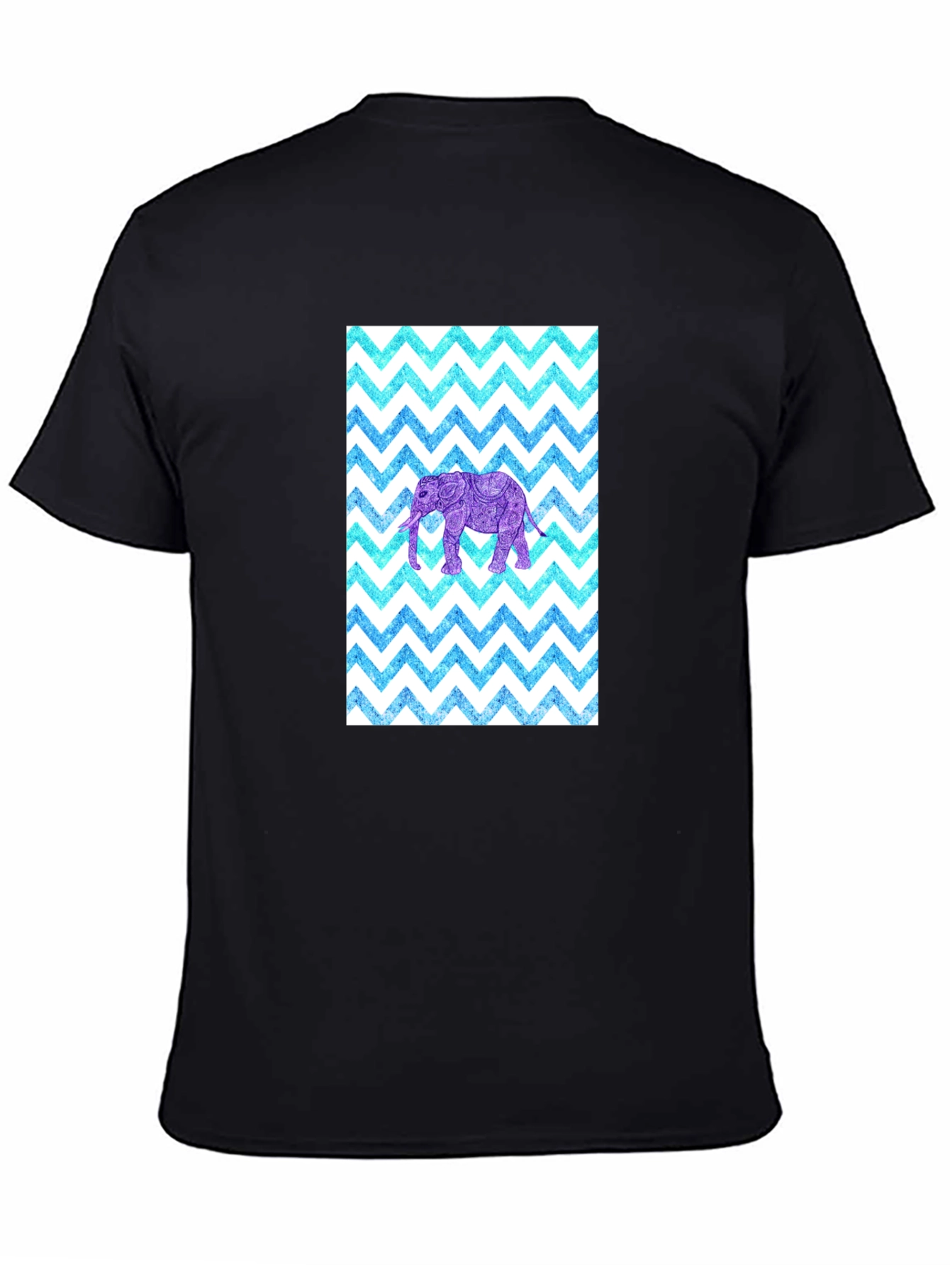 Black Elephant Zigzag Pattern T-Shirt view 4