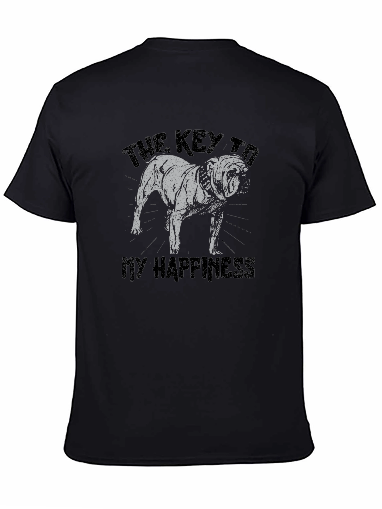 Black Bulldog Happiness Graphic T-Shirt - Black view 4