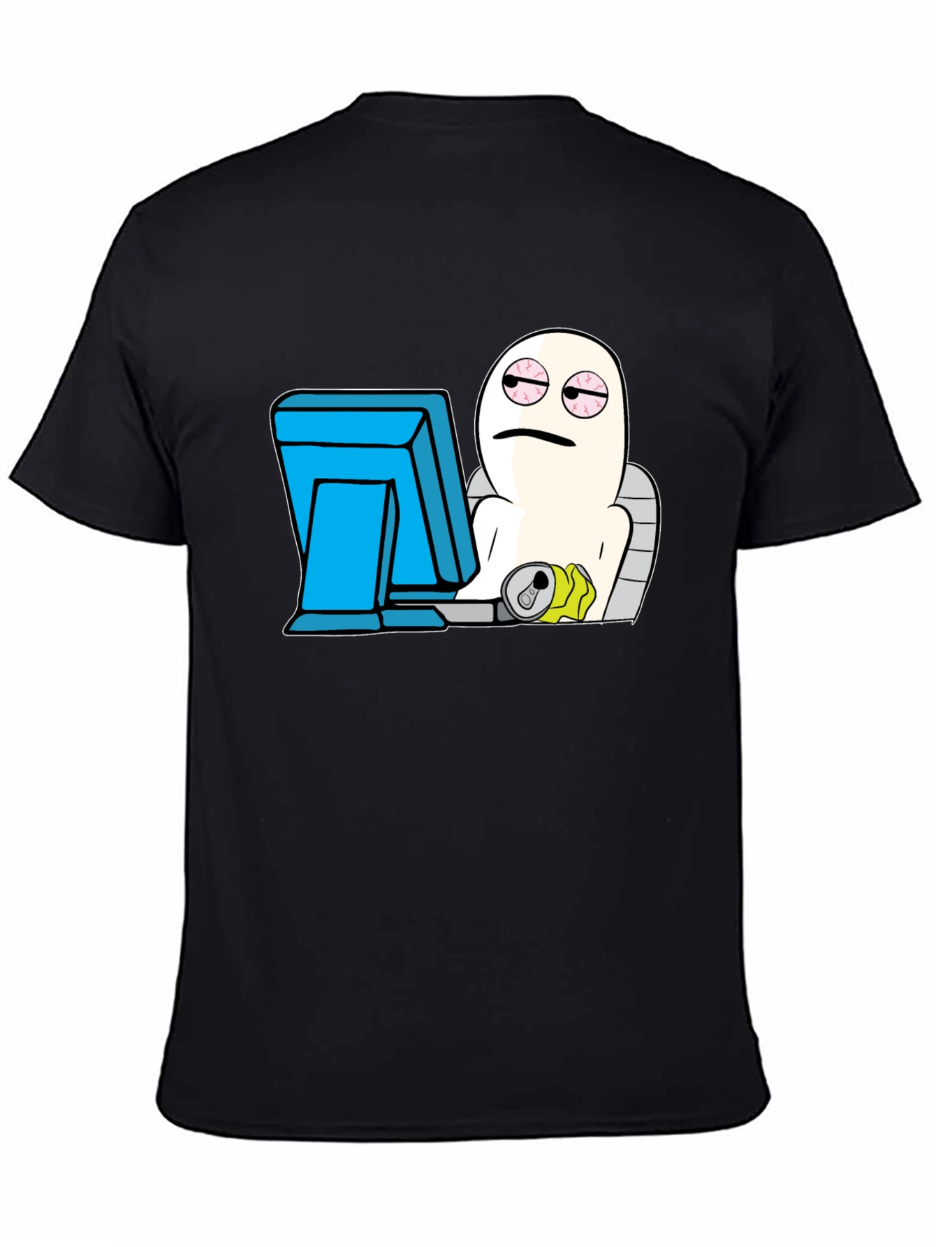 Black Humorous Computer Meme Black T-Shirt view 4