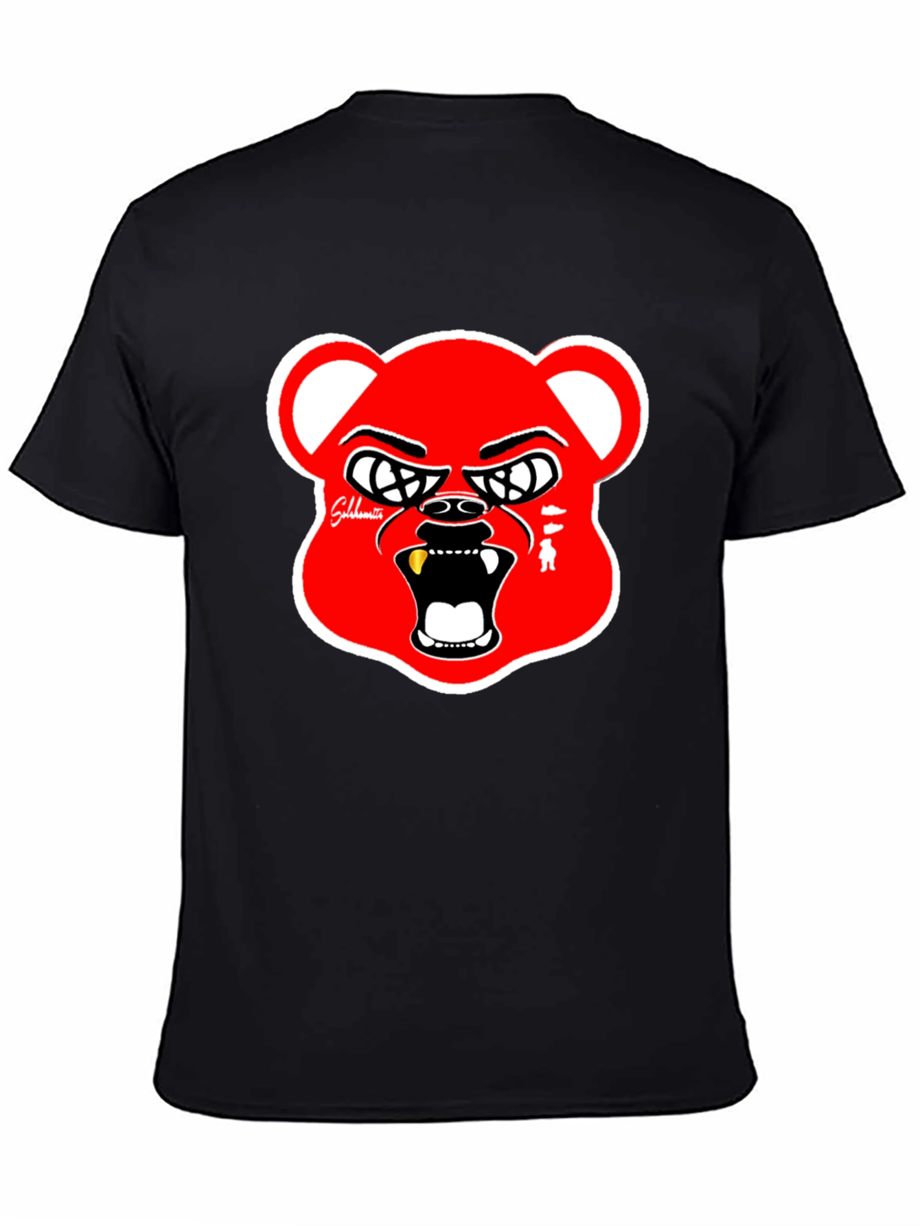 Black Red Bear Graphic Black T-Shirt view 4
