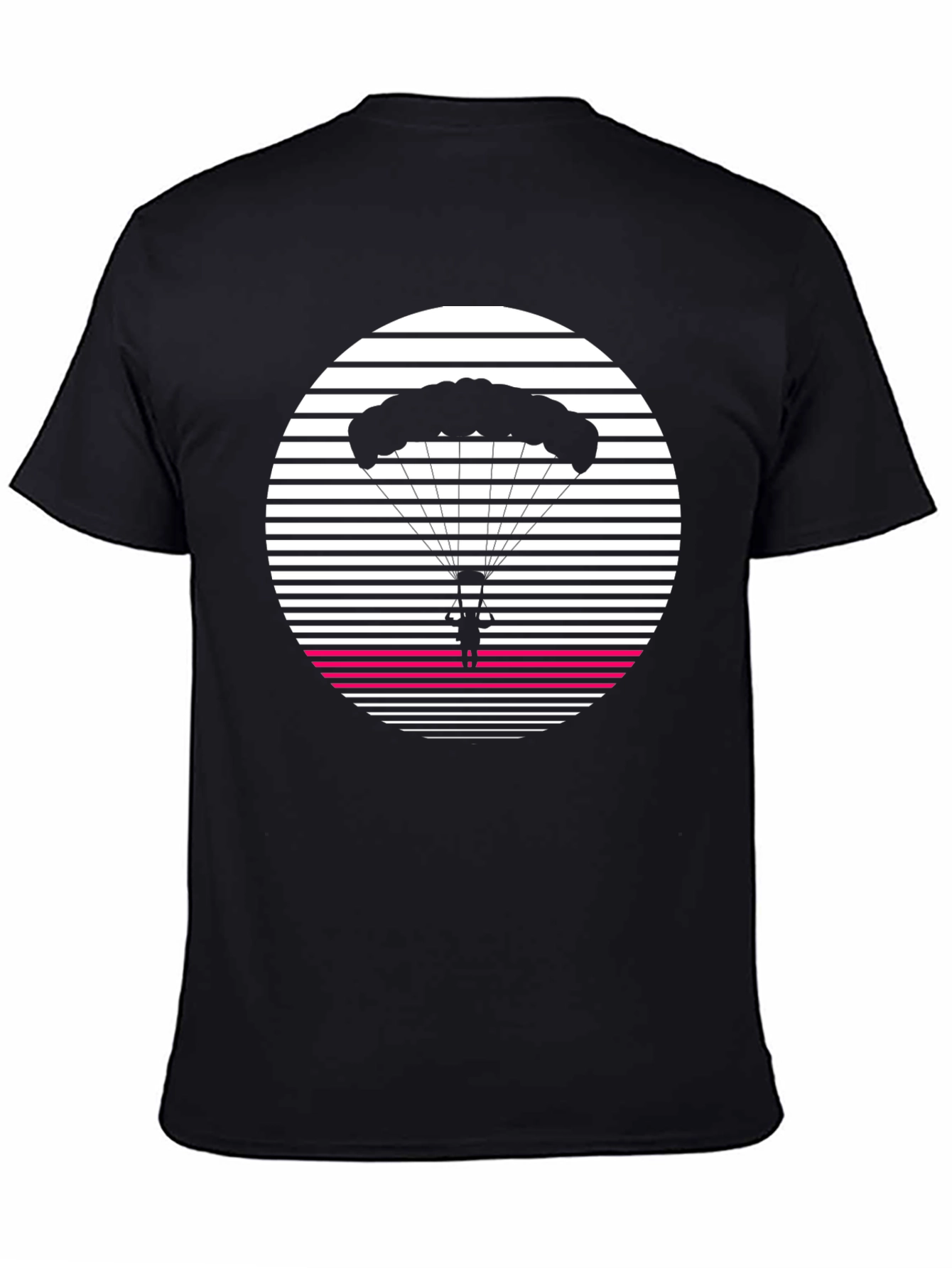 Black Retro Sunset Parachute T-Shirt view 4