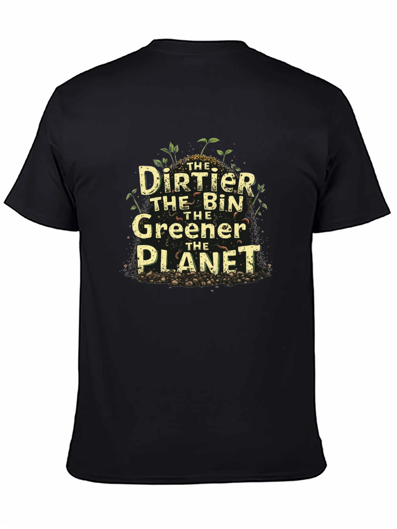 Black Eco-Friendly 'Dirtier the Bin' Graphic T-Shirt view 4