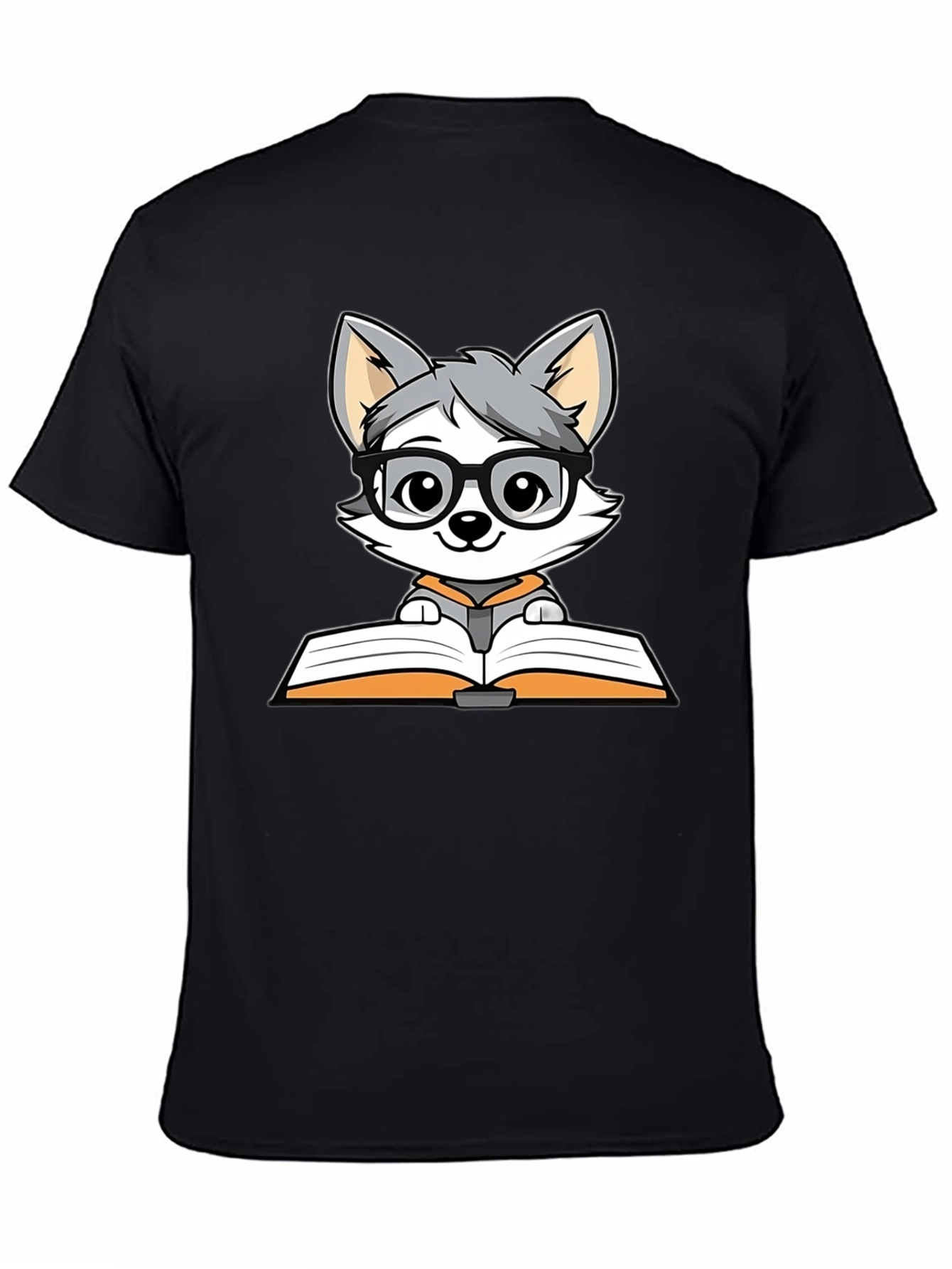 Bookworm Wolf T-Shirt - Cute Cartoon Design - 4