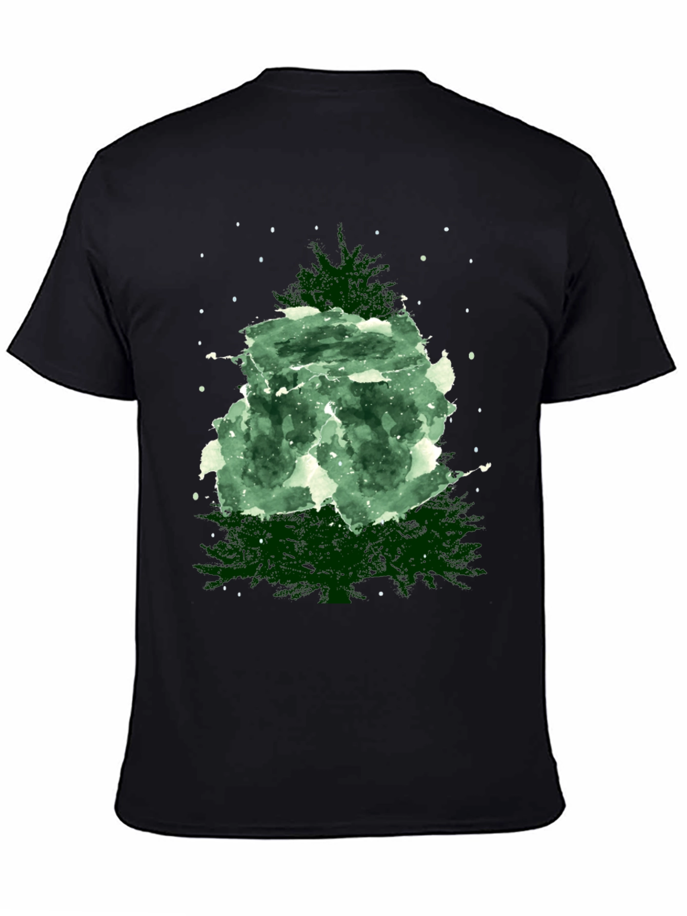 Black Watercolor Christmas Tree Graphic Tee view 4