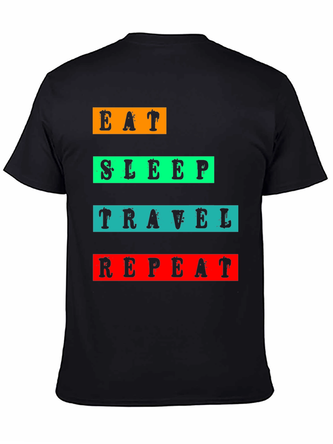 Black Eat Sleep Travel Repeat Graphic Tee view 4
