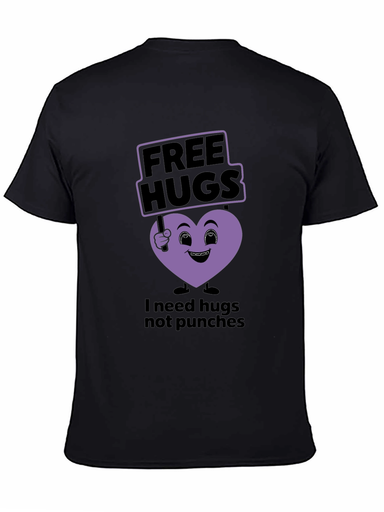Black Free Hugs T-Shirt - Needs Hugs, Not Punches view 4