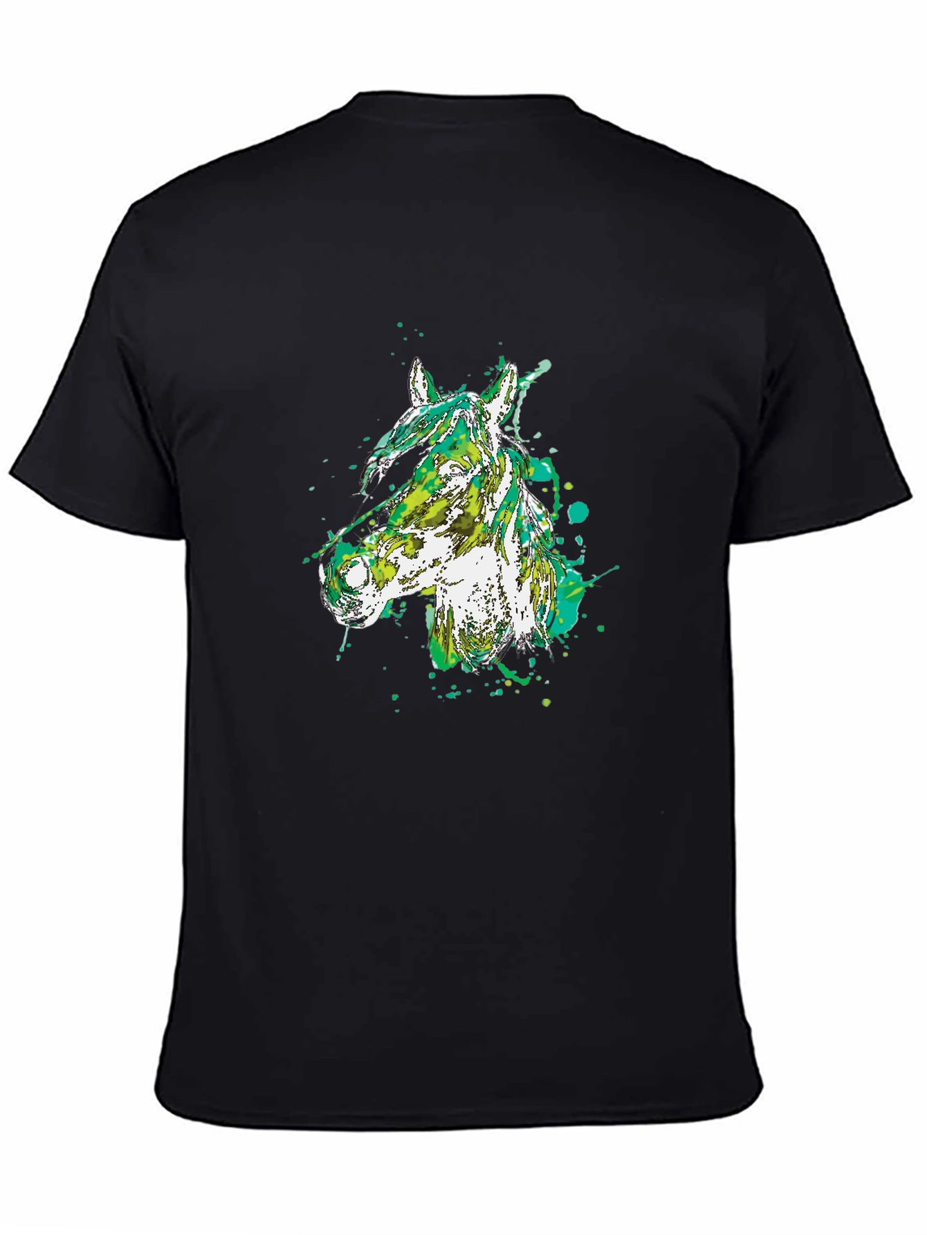 Black Abstract Horse Head Black T-Shirt view 4