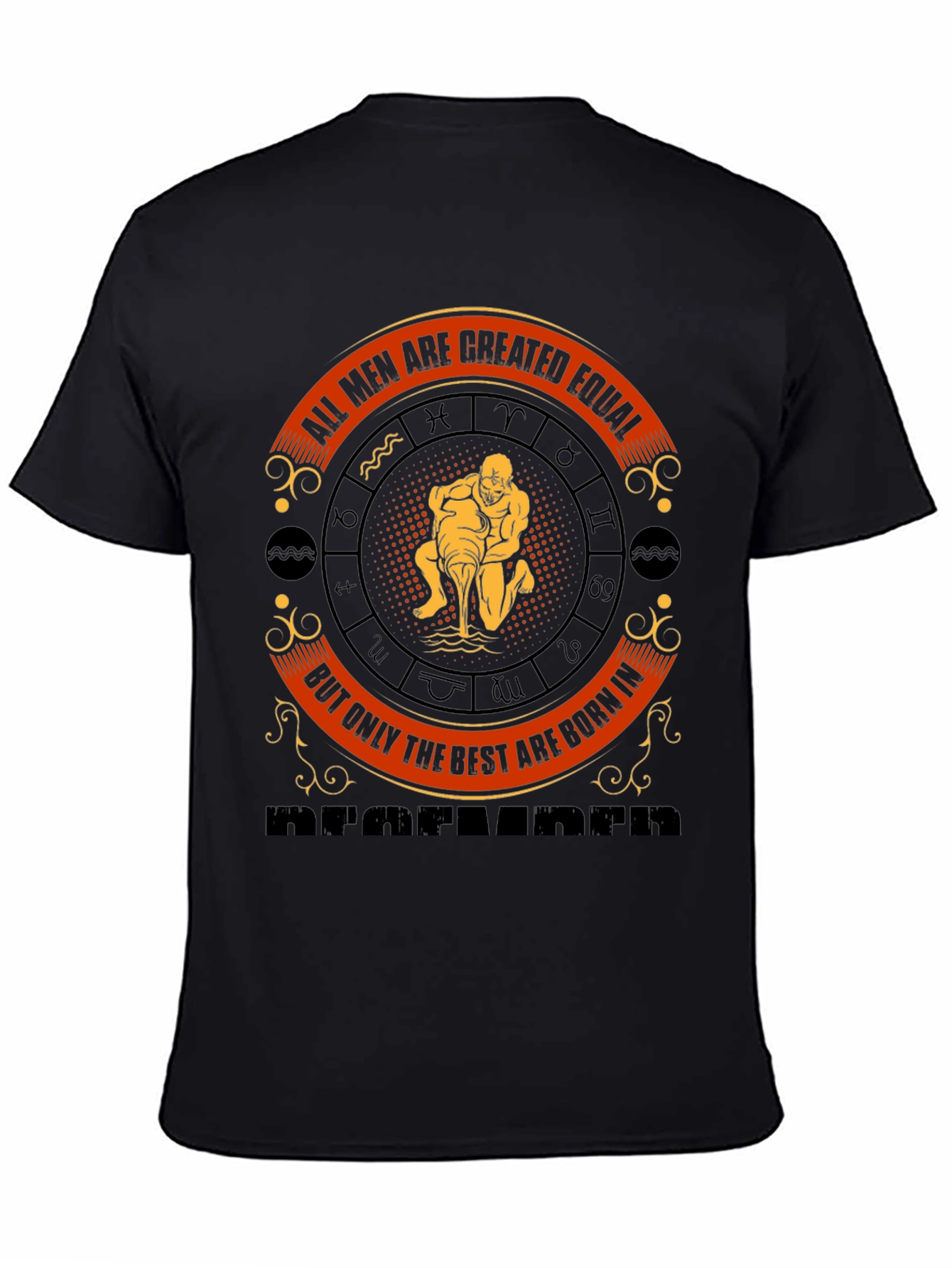 Black Aquarius Zodiac T-Shirt view 4