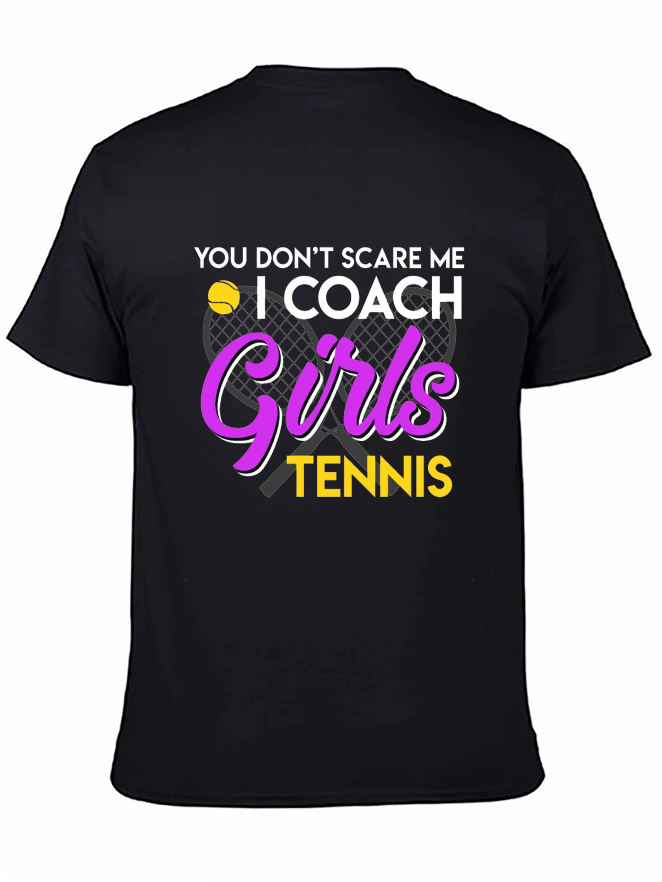 Black Funny Tennis Coach T-Shirt - Girls Tennis Design view 4