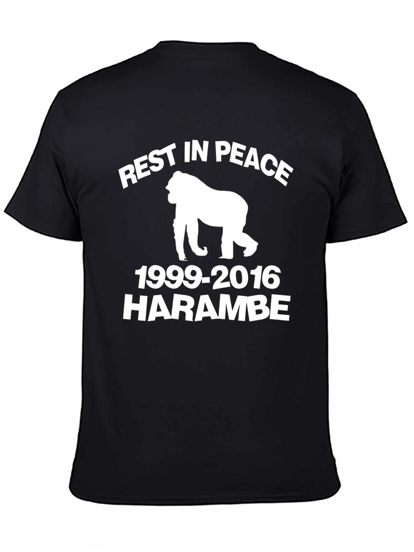 Black Rest In Peace Harambe Memorial T-Shirt view 4
