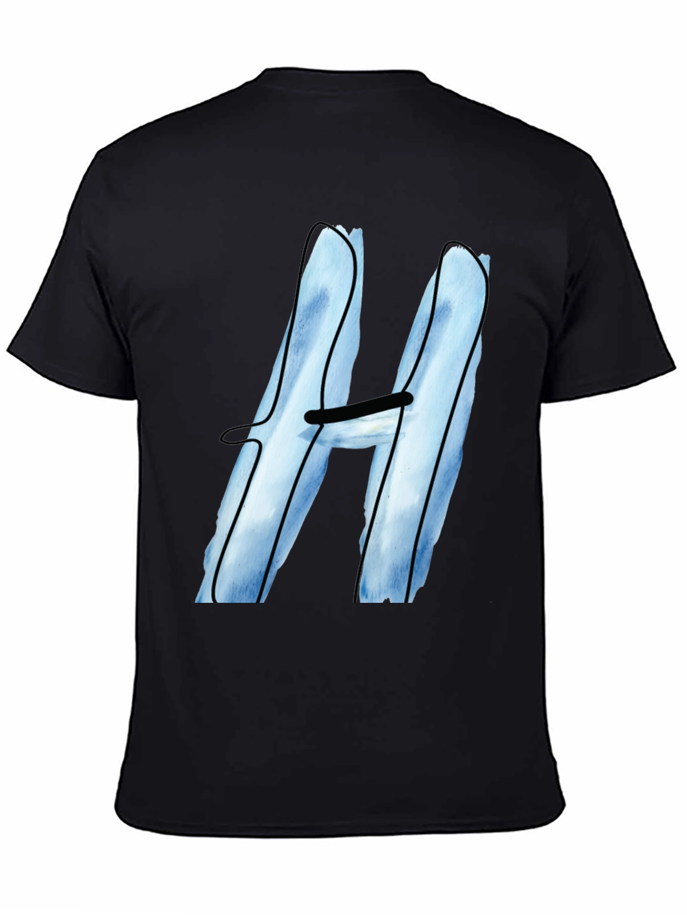 Black Cool Blue H Graphic Tee - Black Cotton Blend view 4
