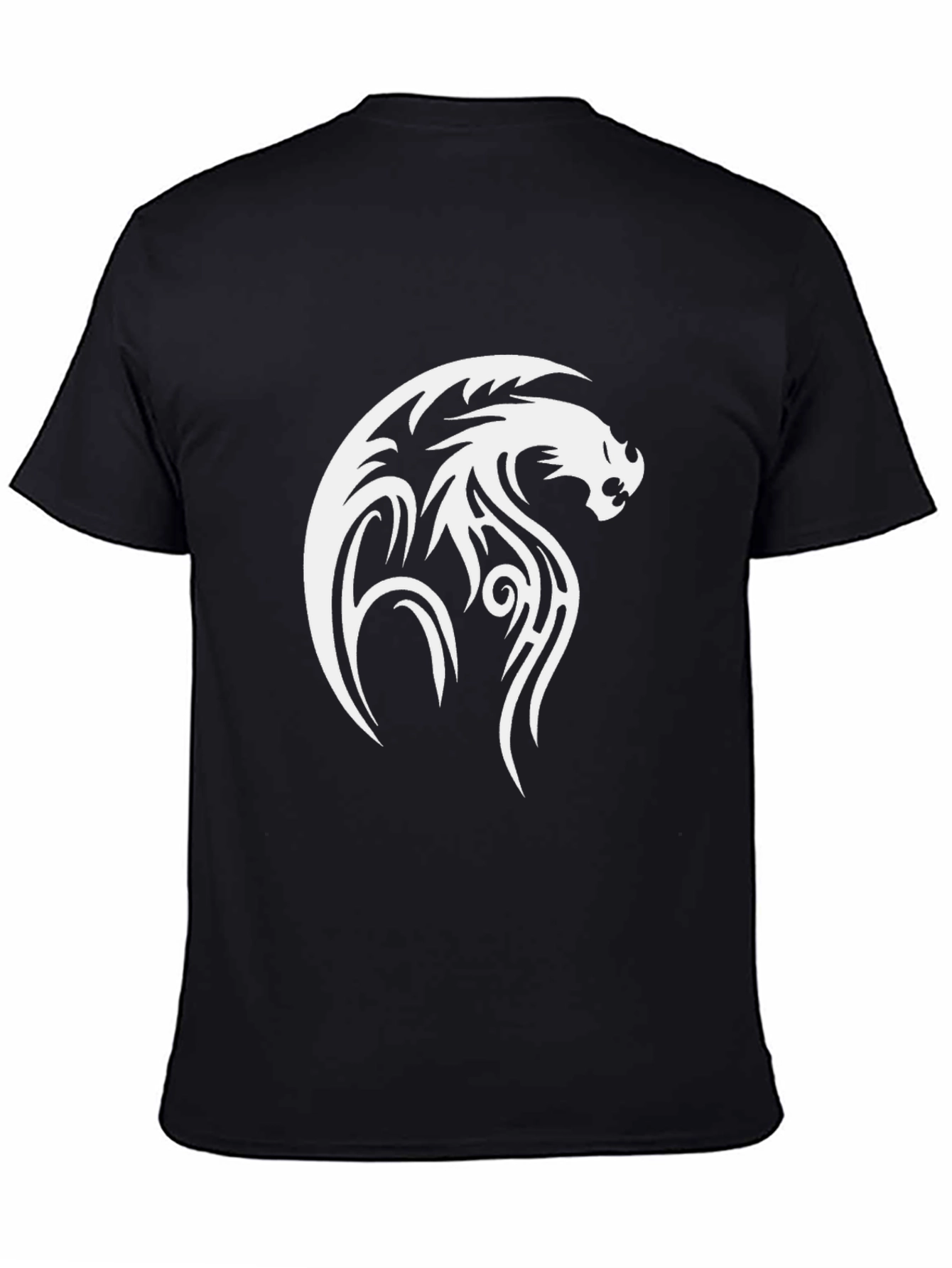 Black Tribal Dragon Graphic Tee - Black Cotton Comfort view 4