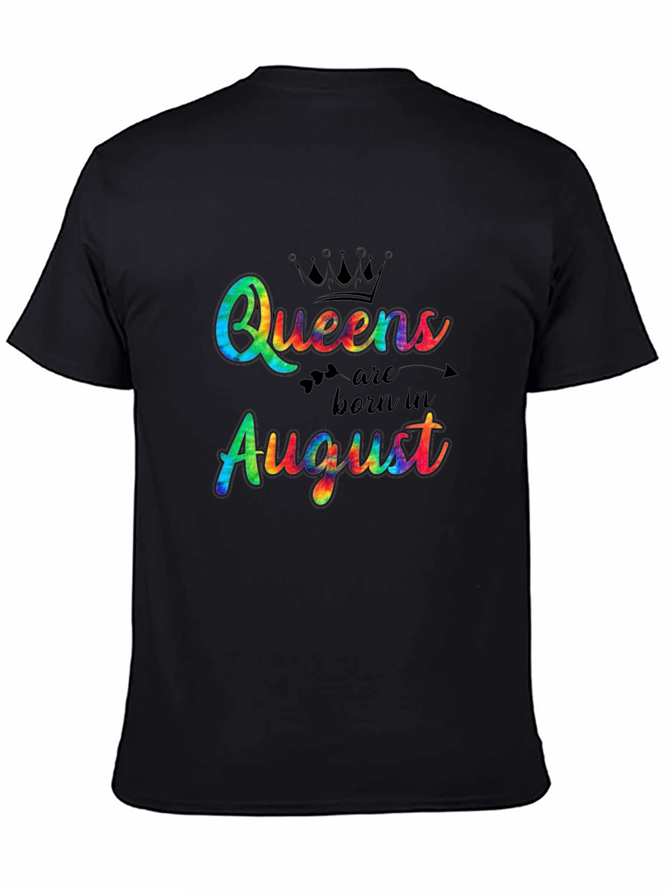 Black Queens Born in August Tie-Dye T-Shirt view 4