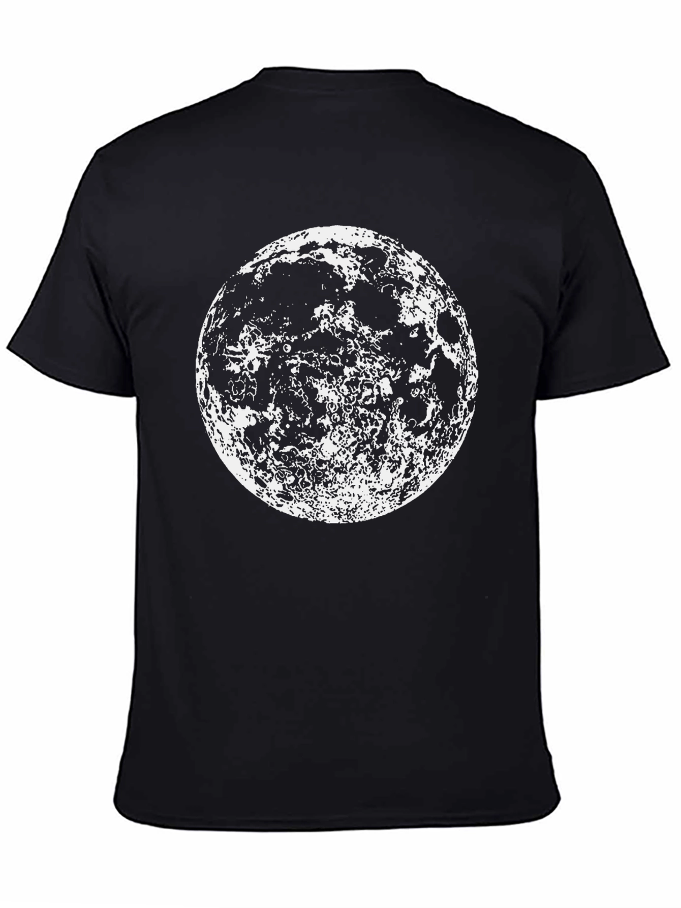 Black Lunar Phase Graphic Tee - Black Cotton Moon Print view 4