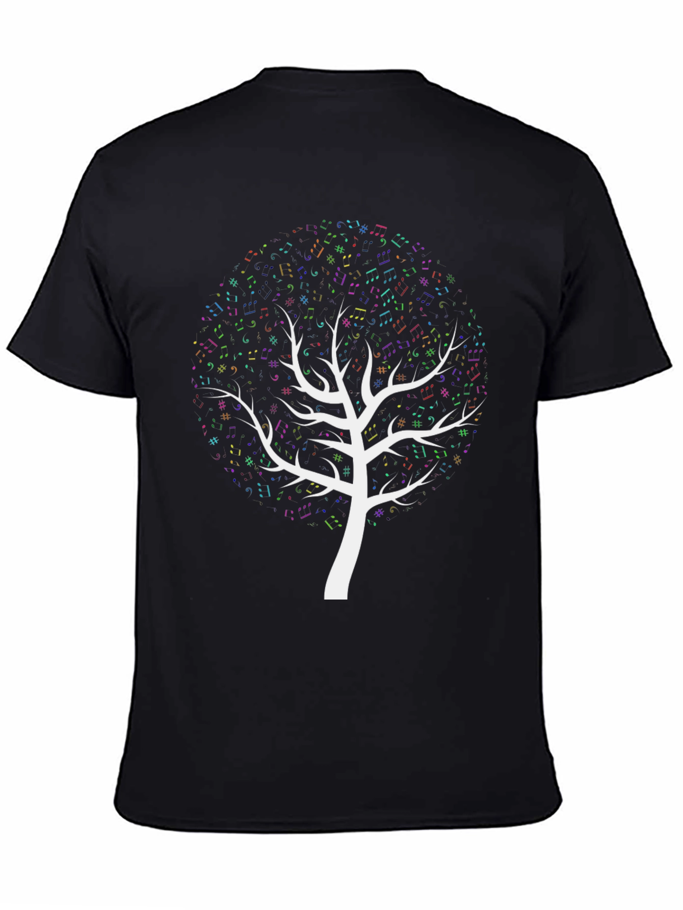 Black Music Notes Tree Graphic T-Shirt view 4
