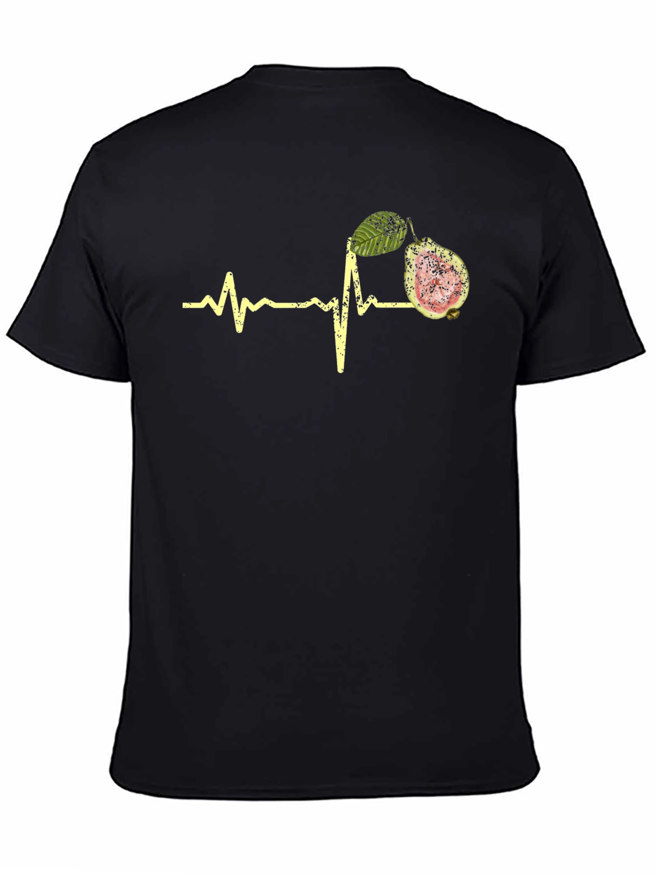 Black Guava Heartbeat Graphic Tee - Fruit Lover Shirt view 4
