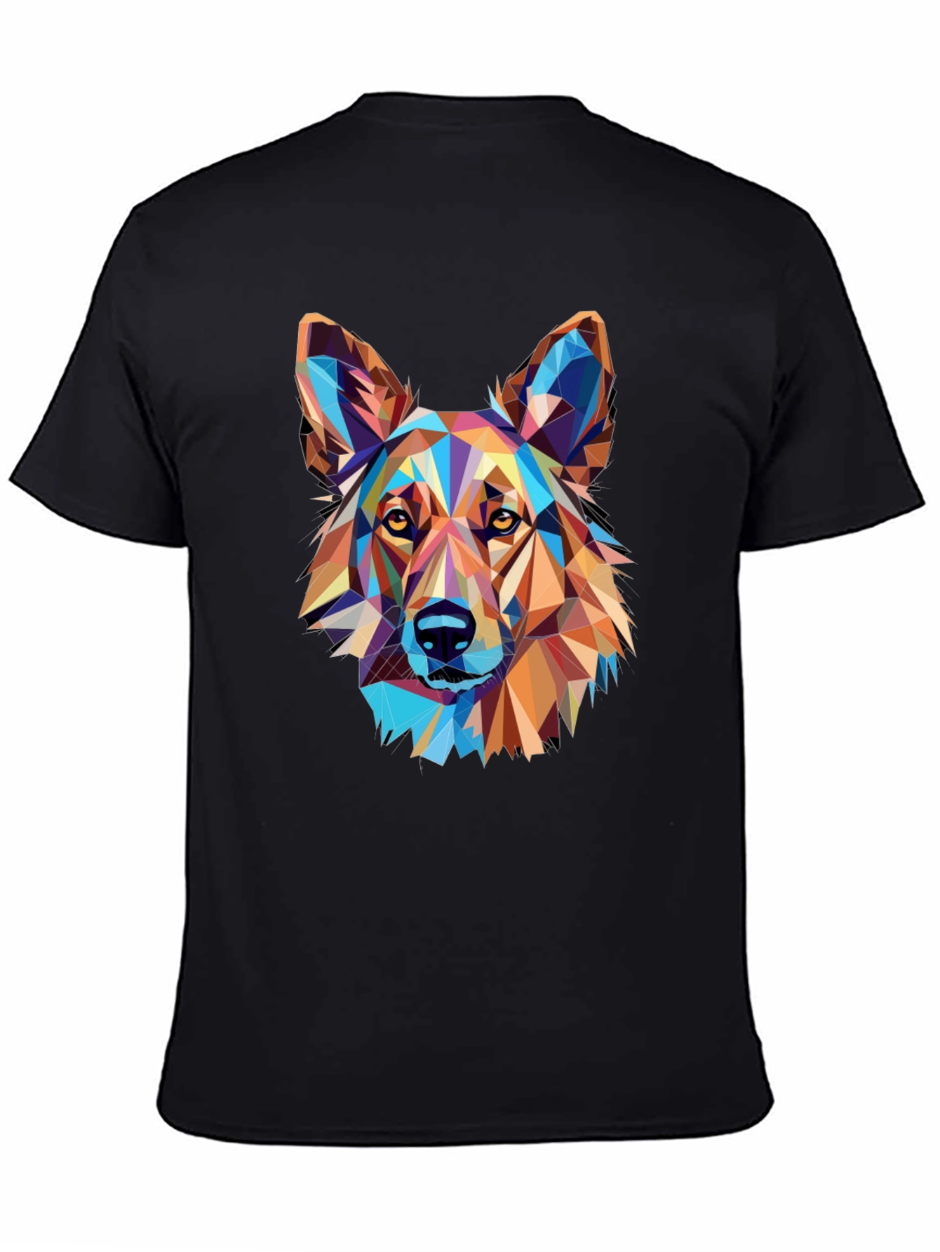 Black Geometric Dog Graphic Black T-Shirt view 4