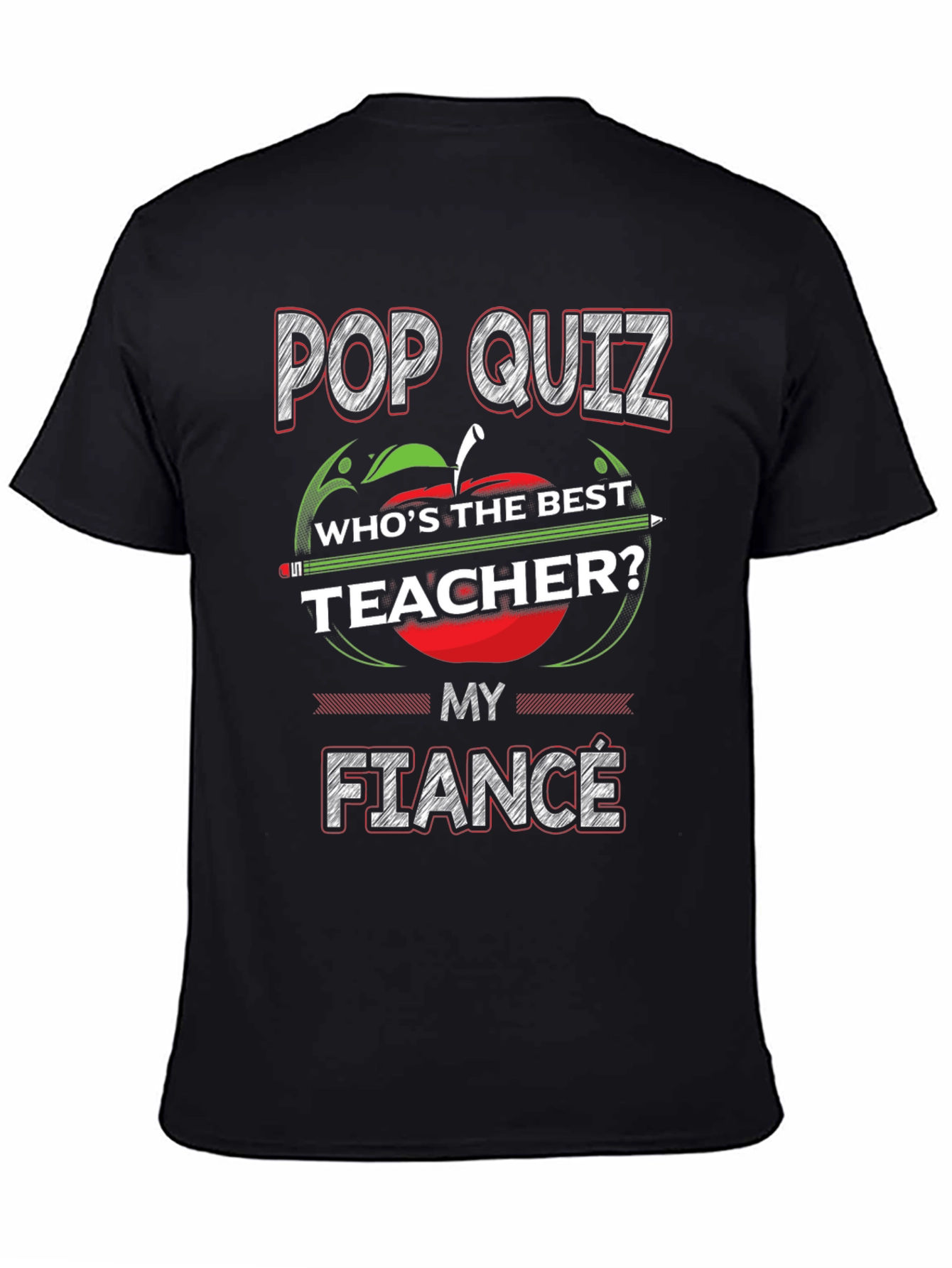 Black Pop Quiz My Fiance Teacher T-Shirt view 4