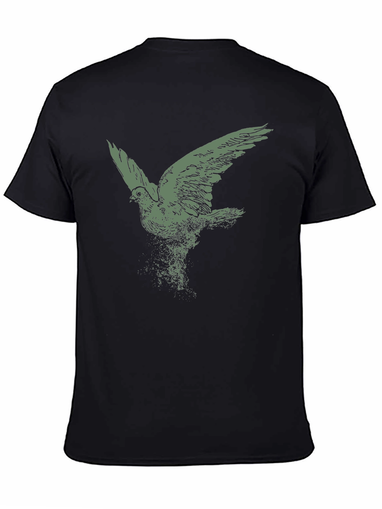 Black Men's Black T-Shirt with Flying Bird Graphic view 4