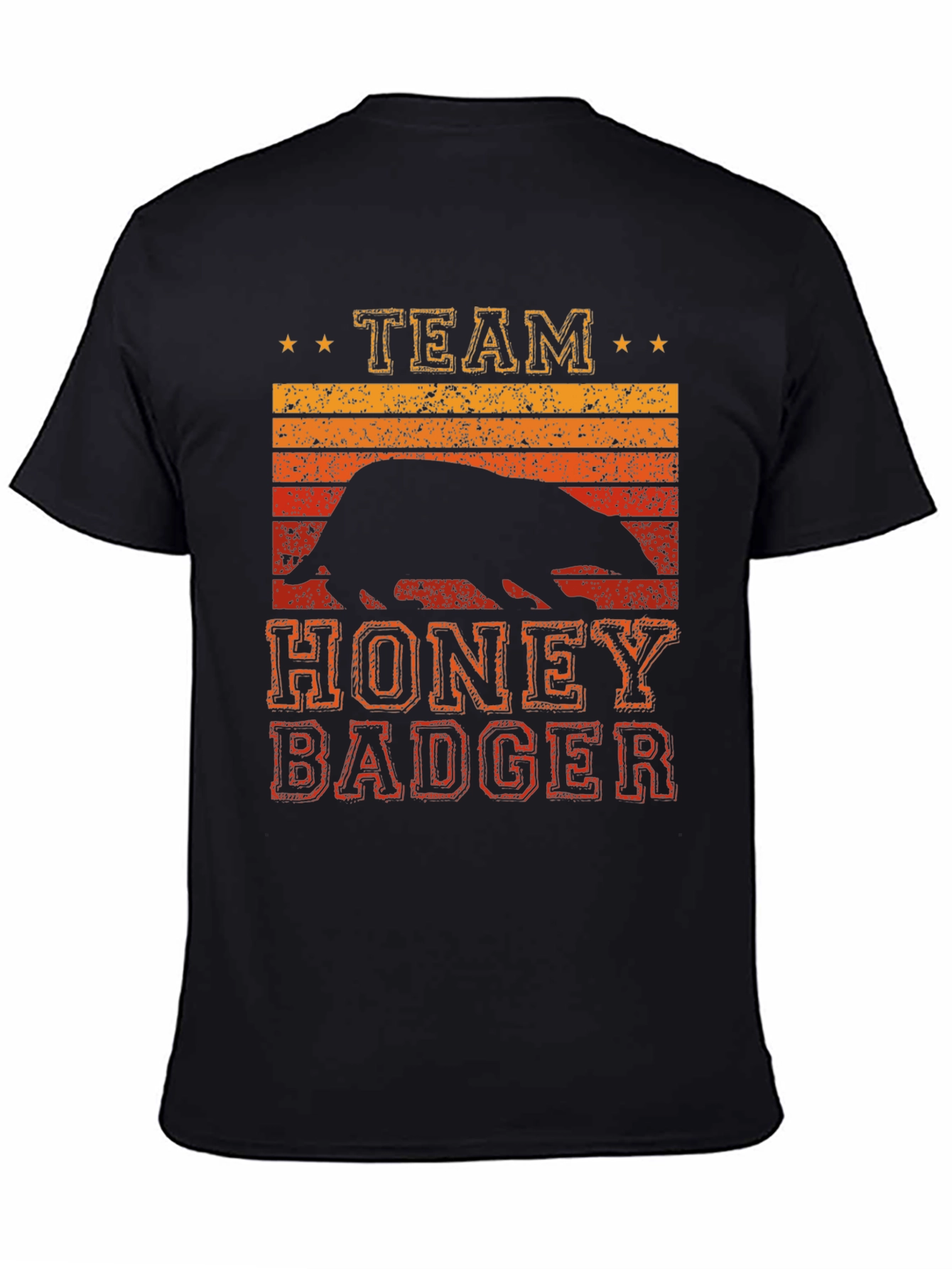 Black Team Honey Badger Retro Graphic Tee view 4