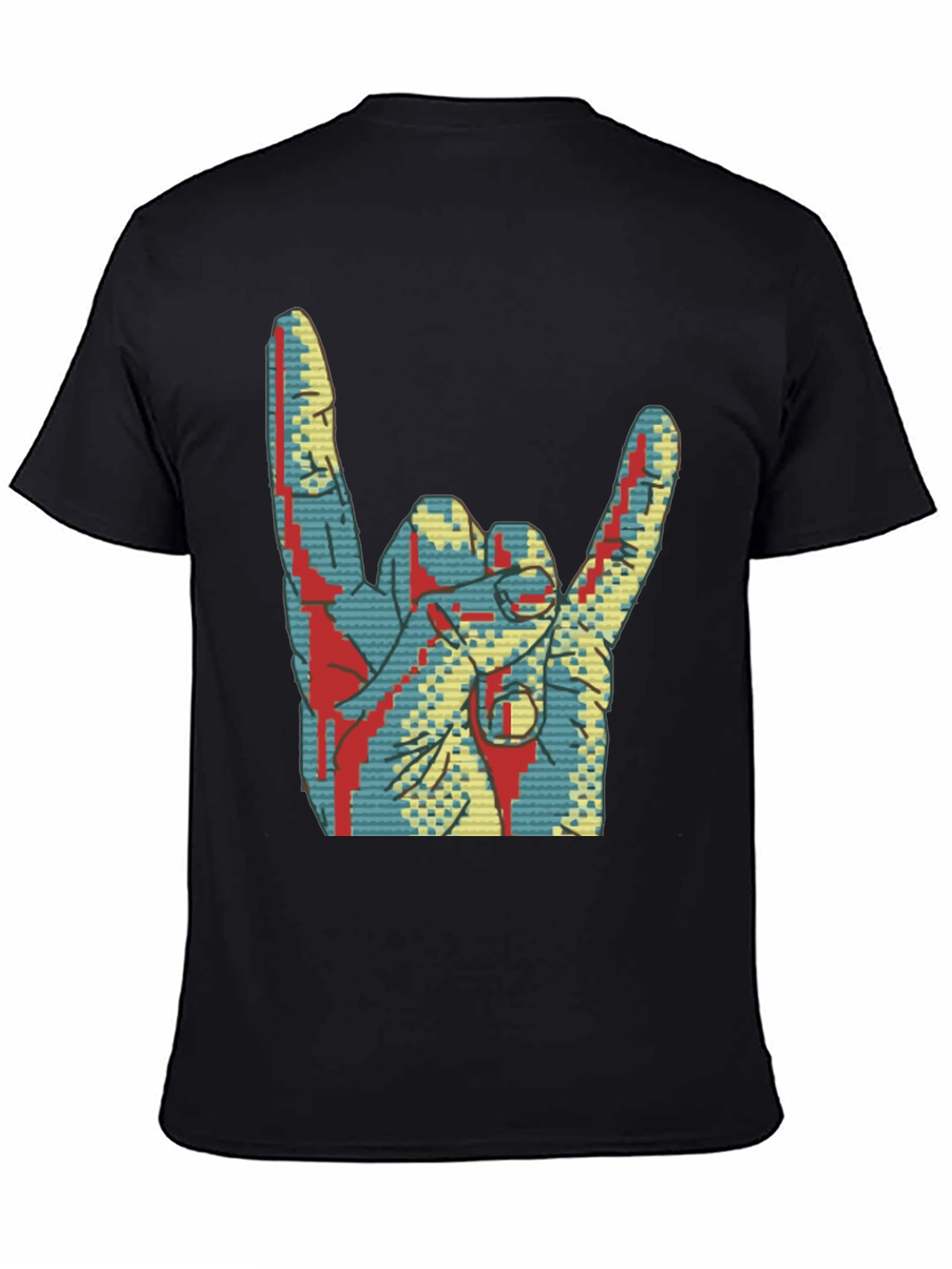 Black Rock On! Graphic Tee - Cool Hand Gesture Shirt view 4