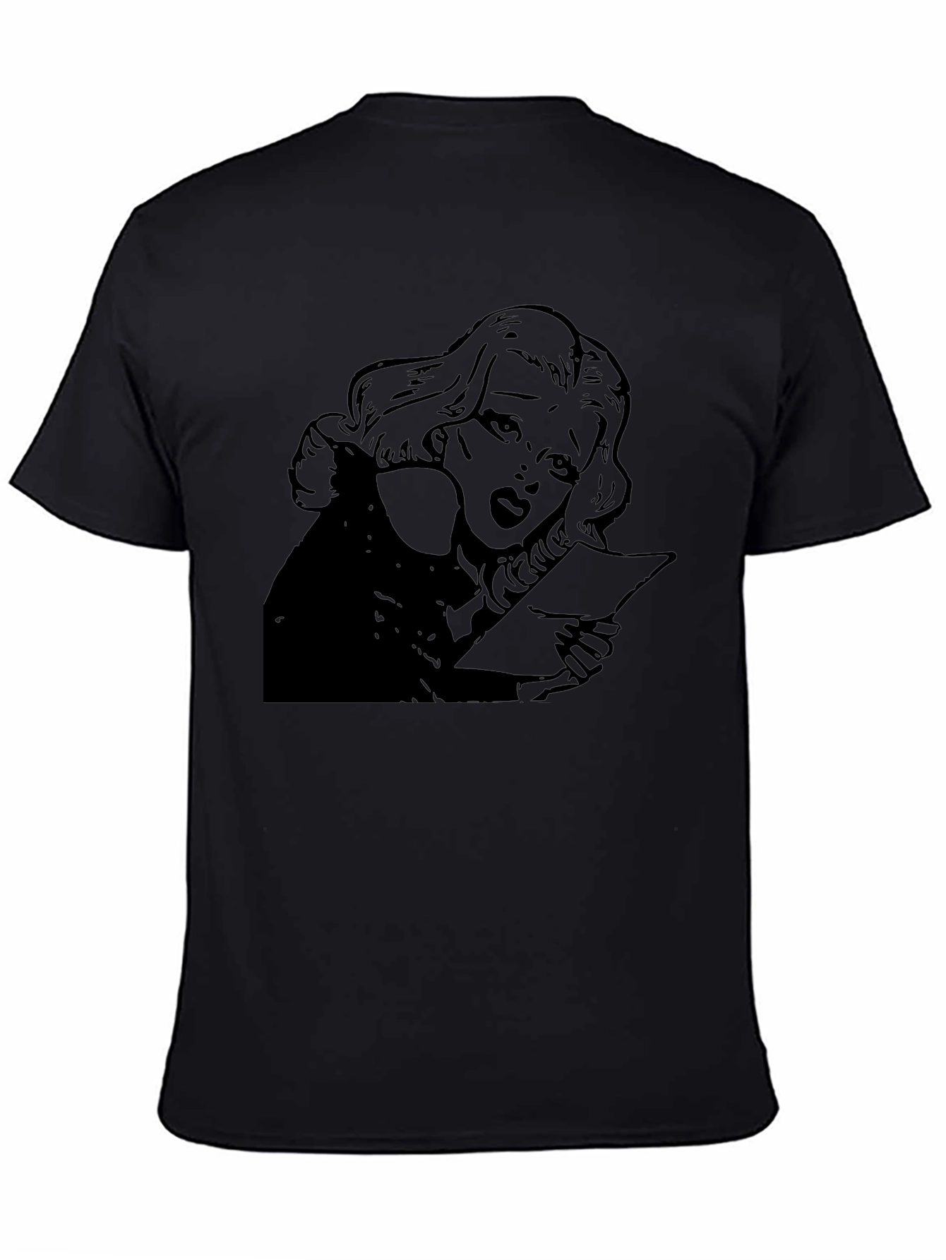 Black Vintage Comic Style Graphic Tee - Black view 4