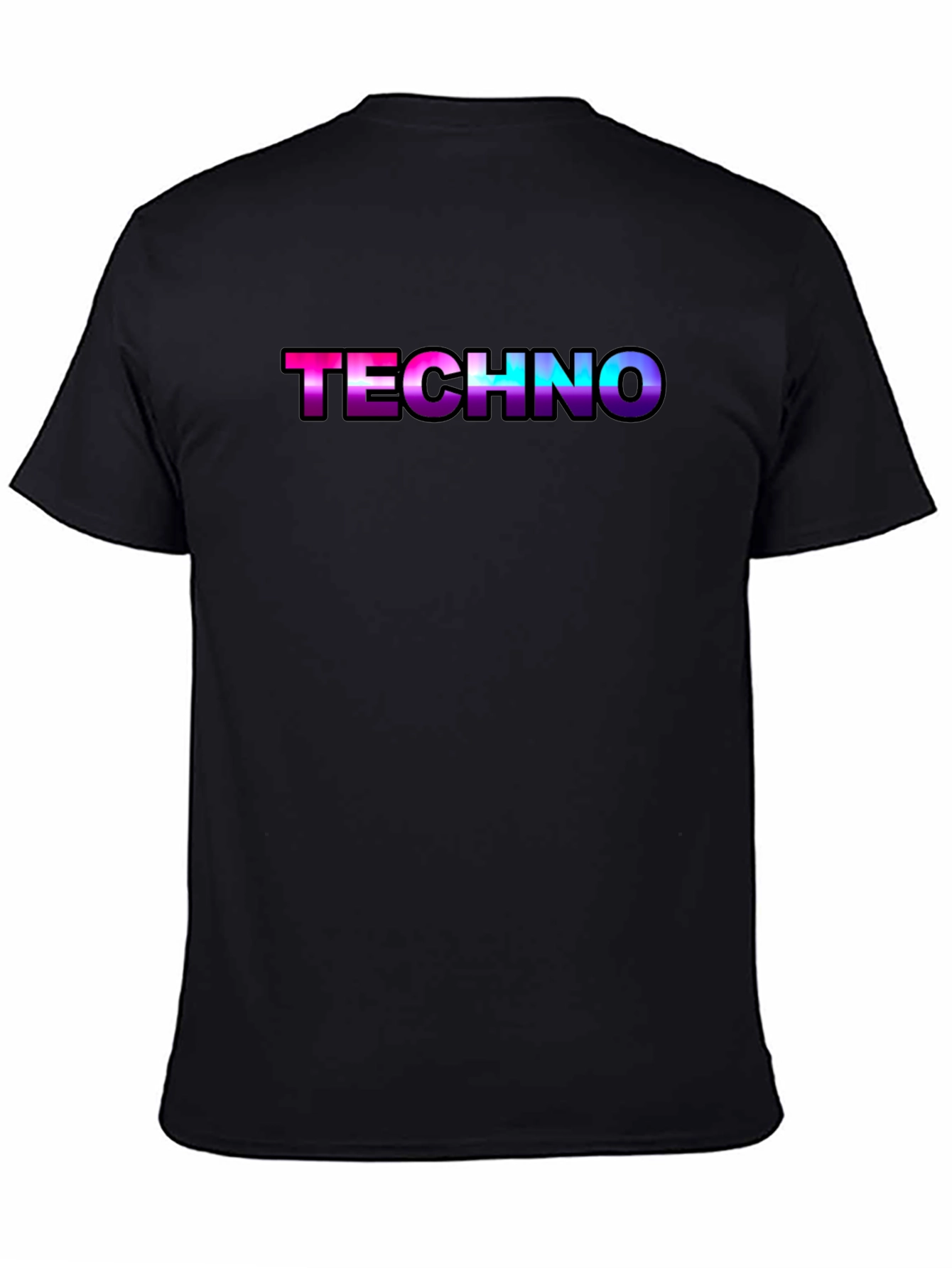 Black Techno Music T-Shirt - Retro Gradient Design view 4