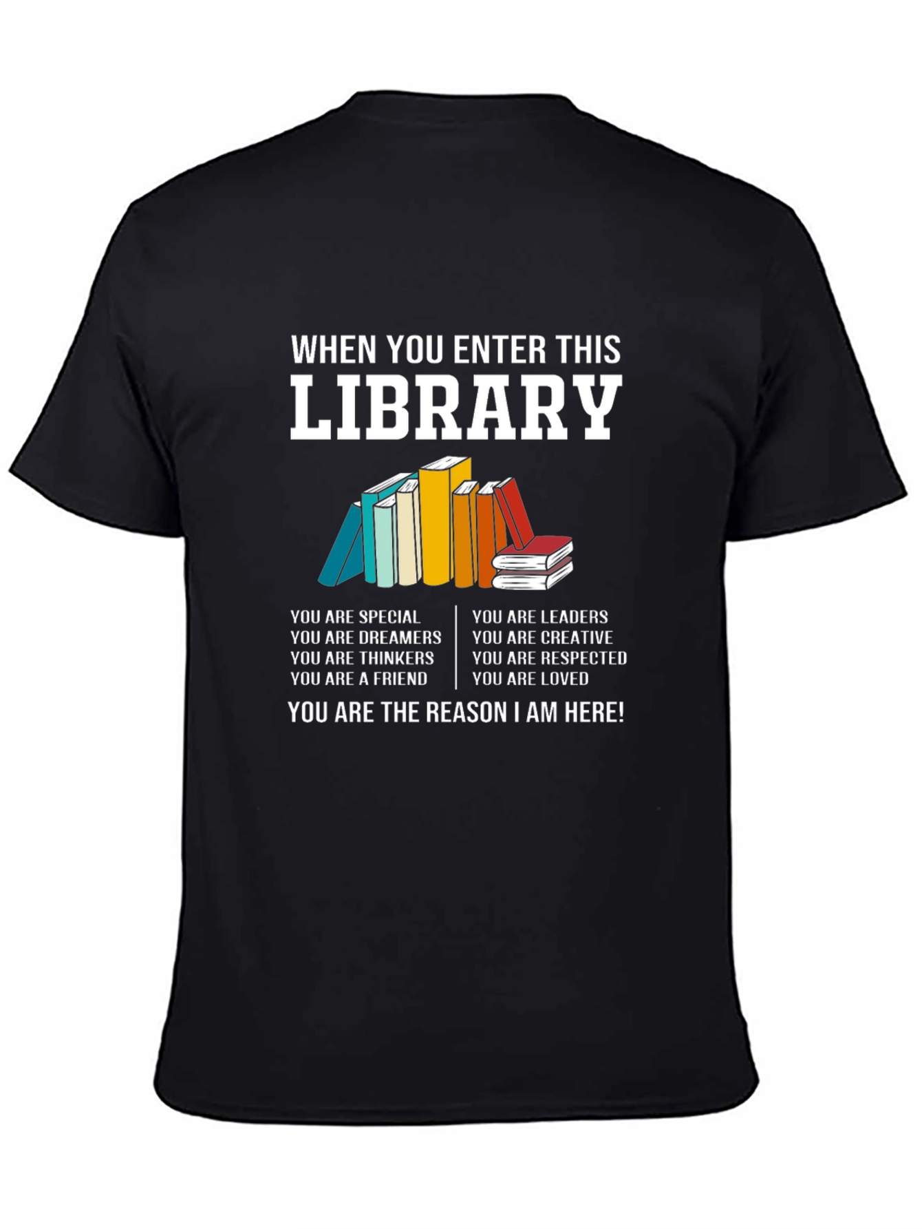 Black Library Lover T-Shirt - Bookworm Apparel view 4