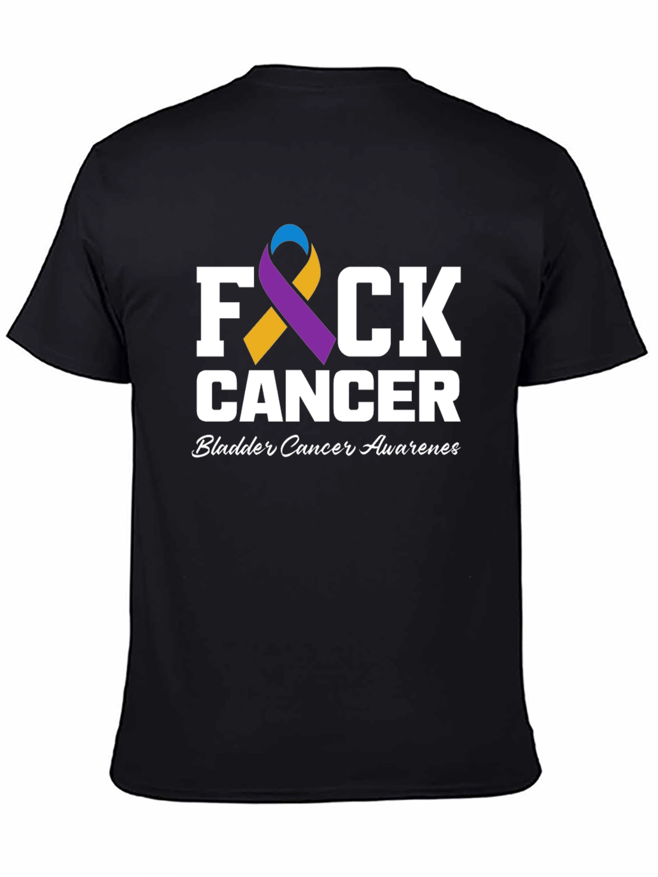Black F Cancer Bladder Cancer Awareness T-Shirt view 4