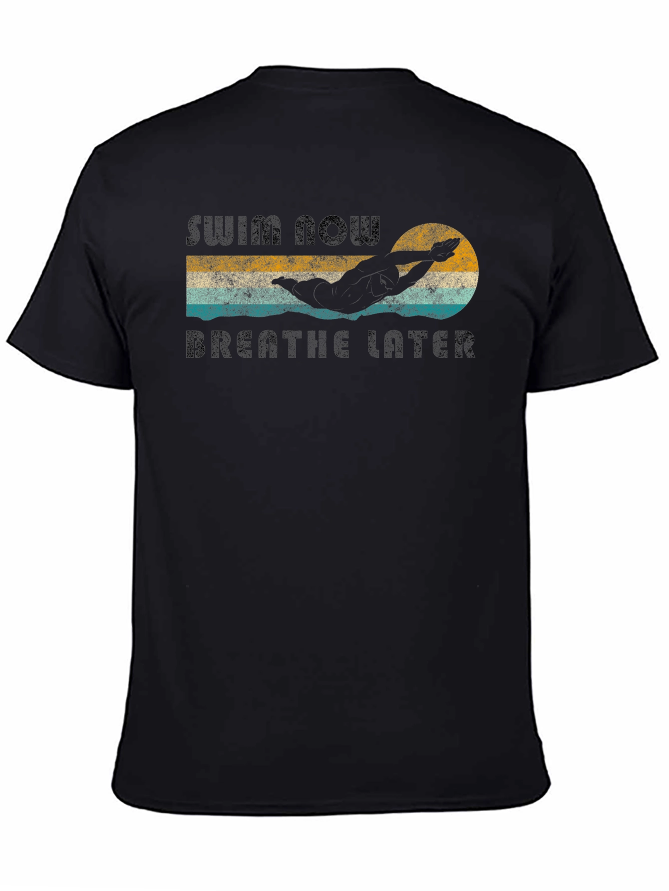 Black Swim Now Breathe Later Graphic Tee view 4