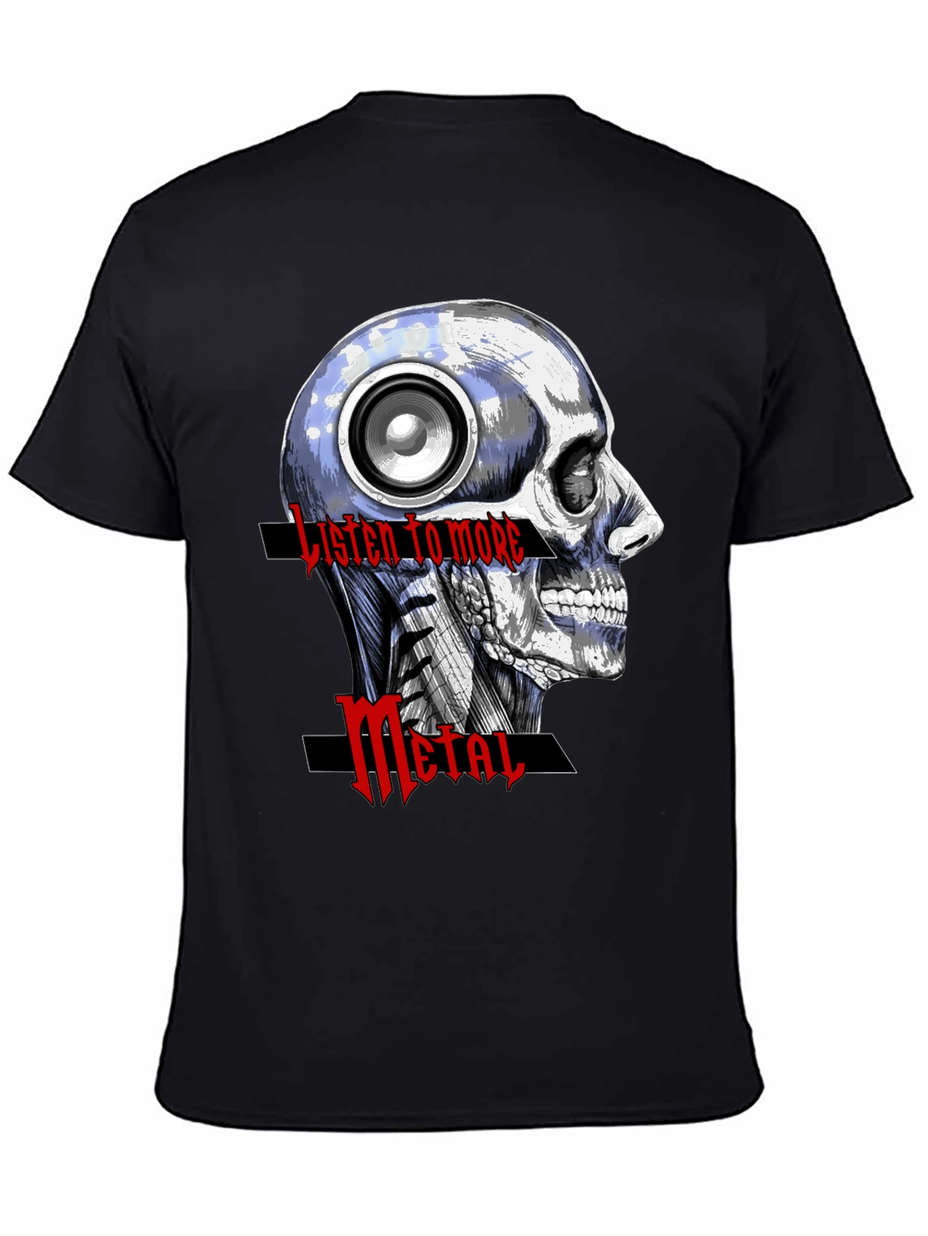 Black Listen to More Metal Graphic T-Shirt view 4