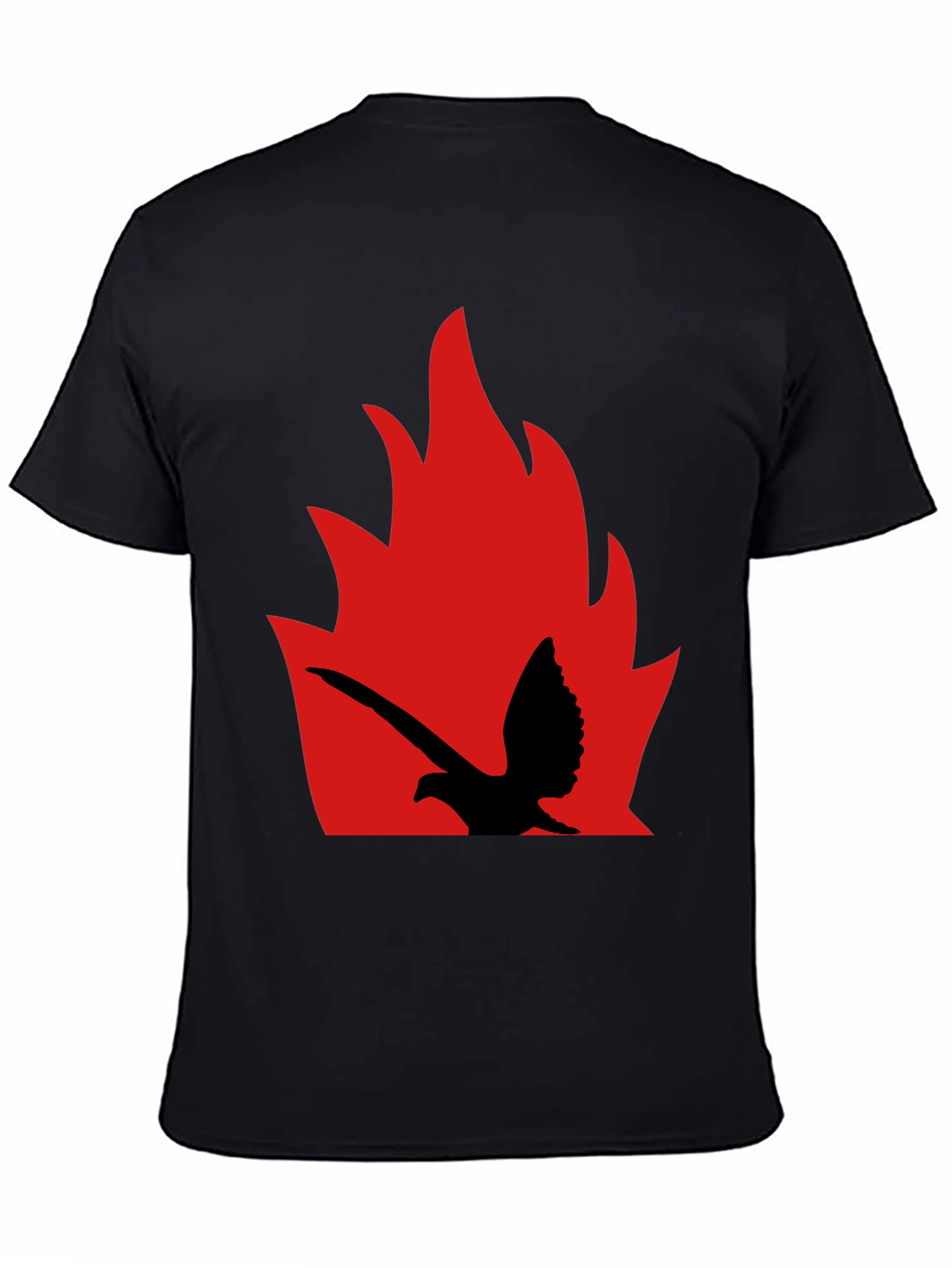 Black Fiery Bird Graphic Tee - Bold Black Shirt view 4