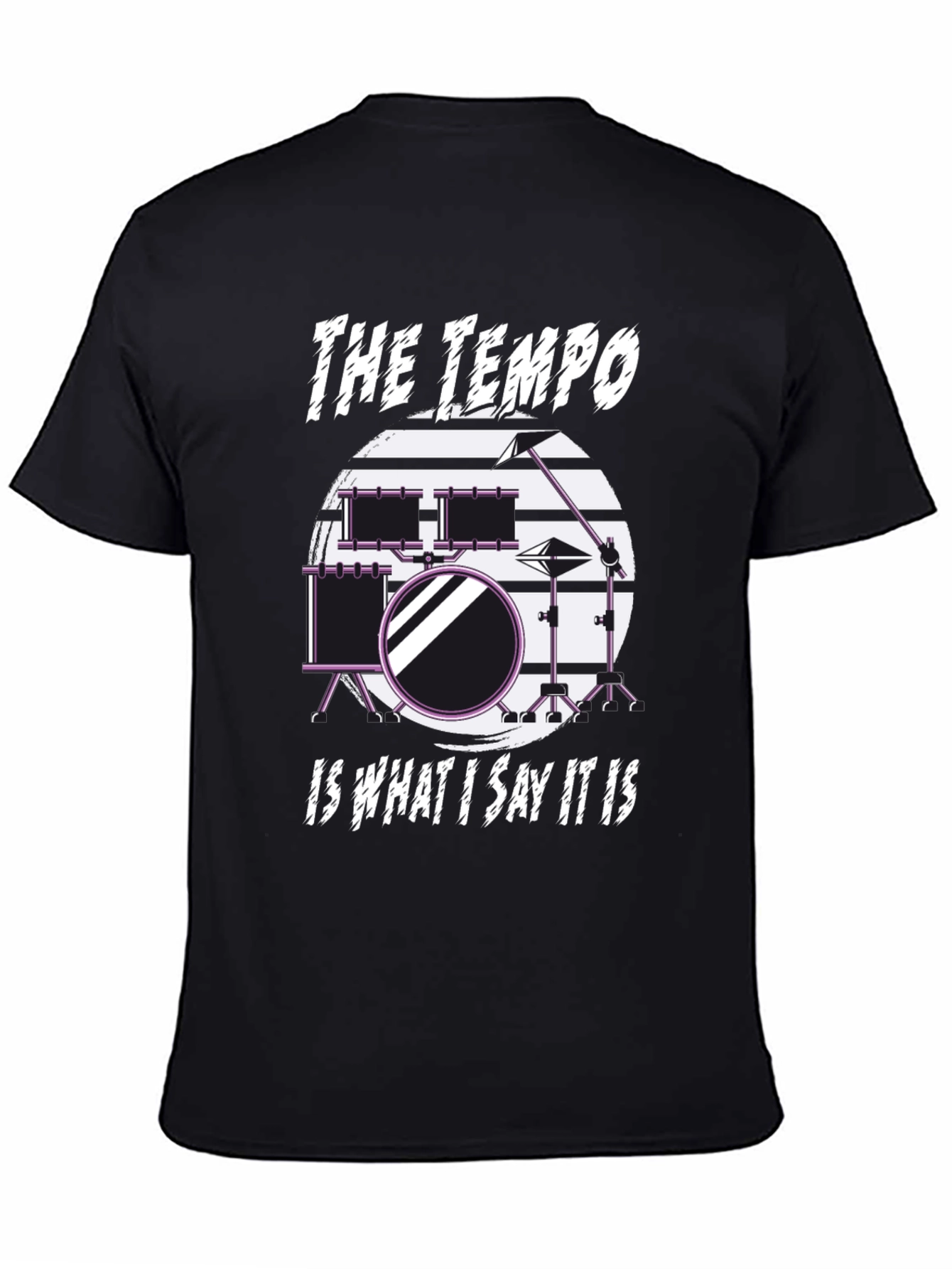 Black The Tempo Drummer T-Shirt - Music Lover Tee view 4