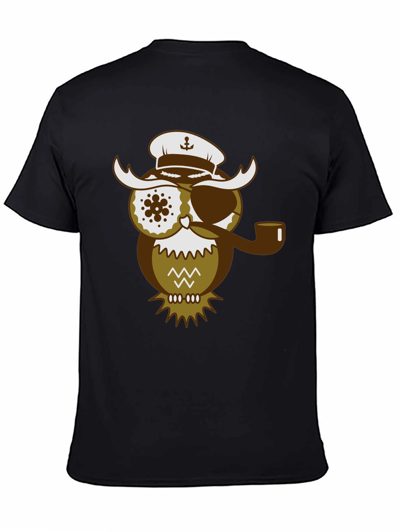 Black Pirate Owl Graphic T-Shirt - Unique Design Tee view 4