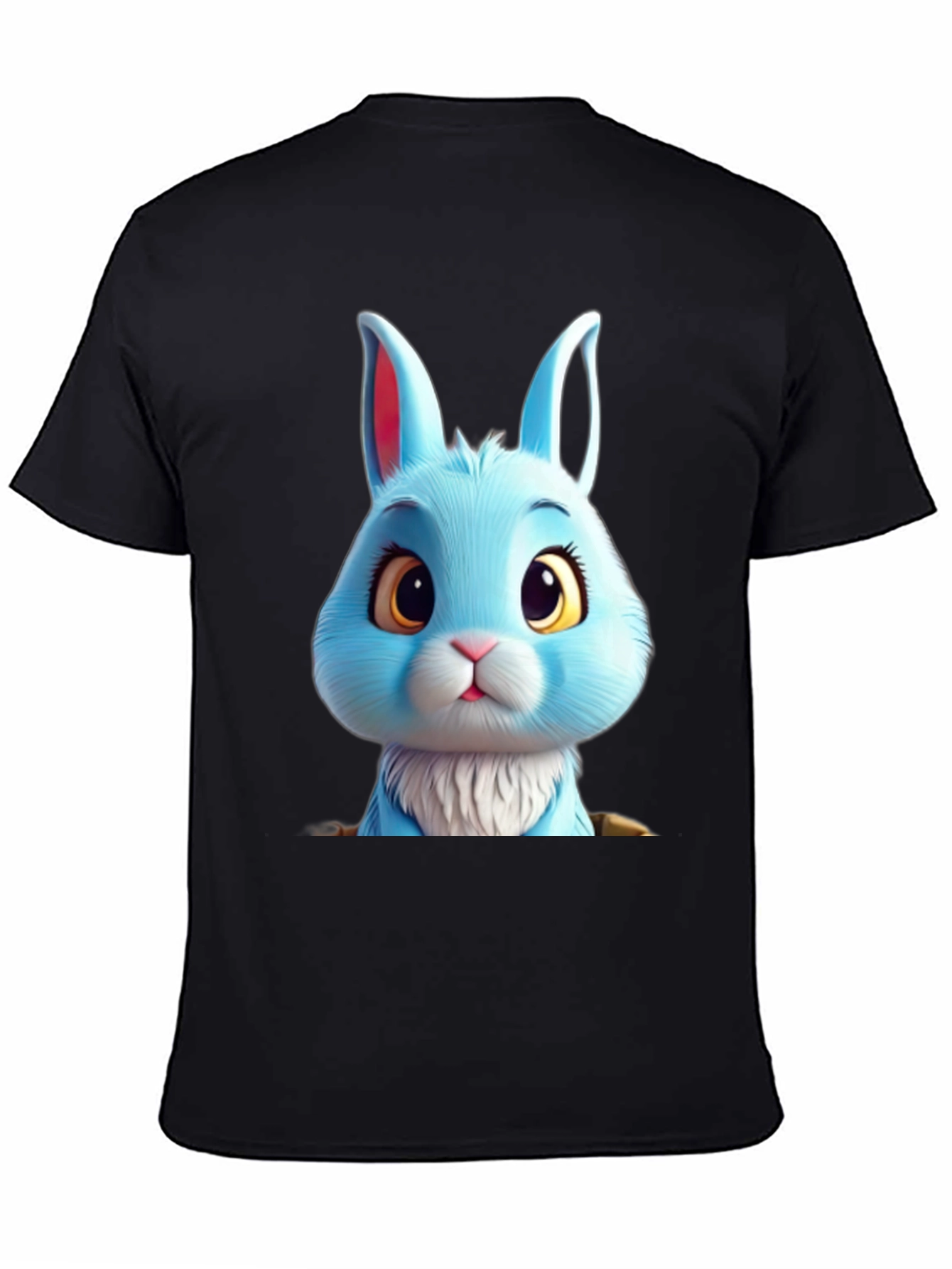 Black Cute Blue Bunny Graphic Tee - Soft & Stylish view 4