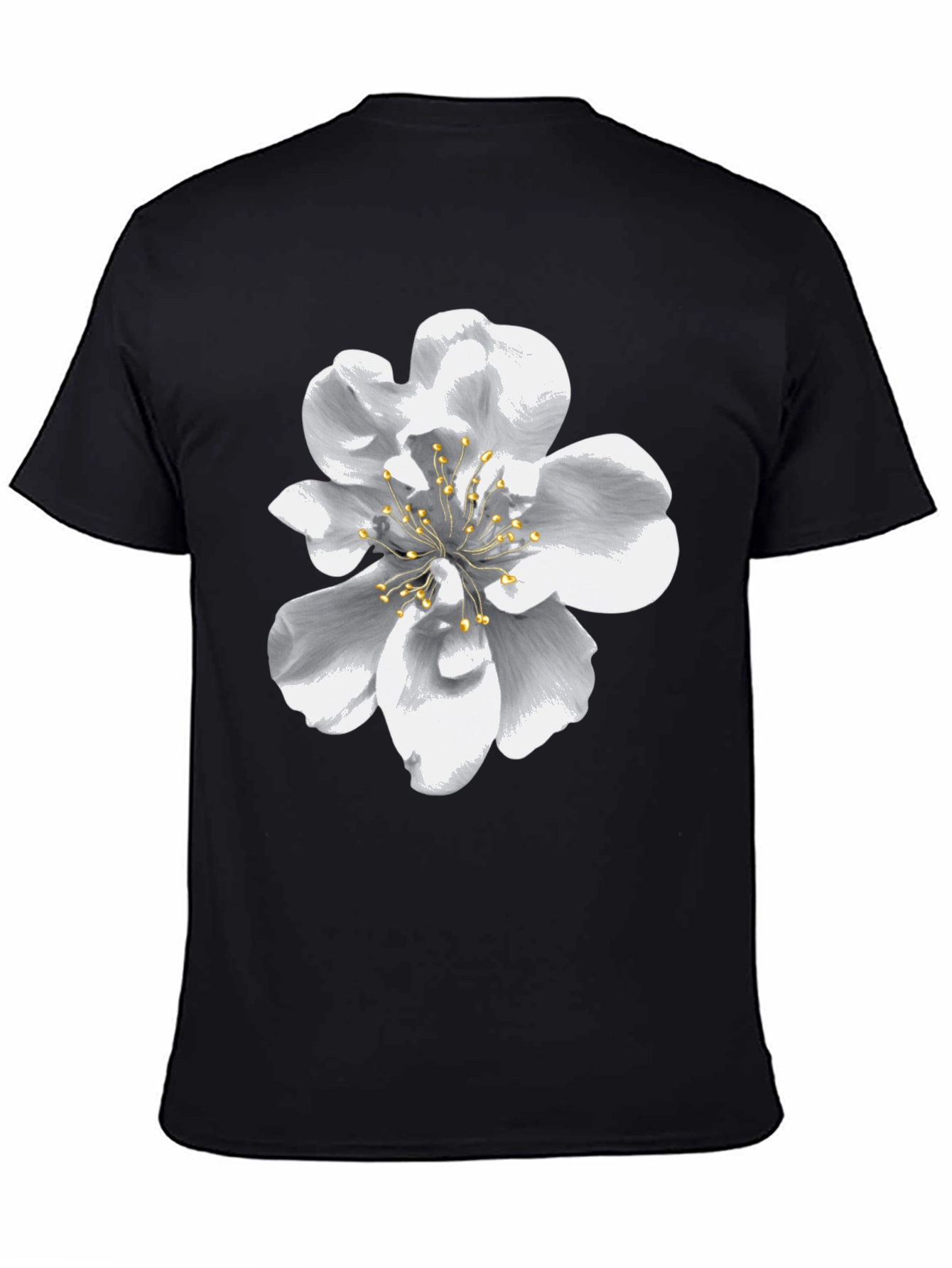 Black Black T-Shirt with Floral Design view 4