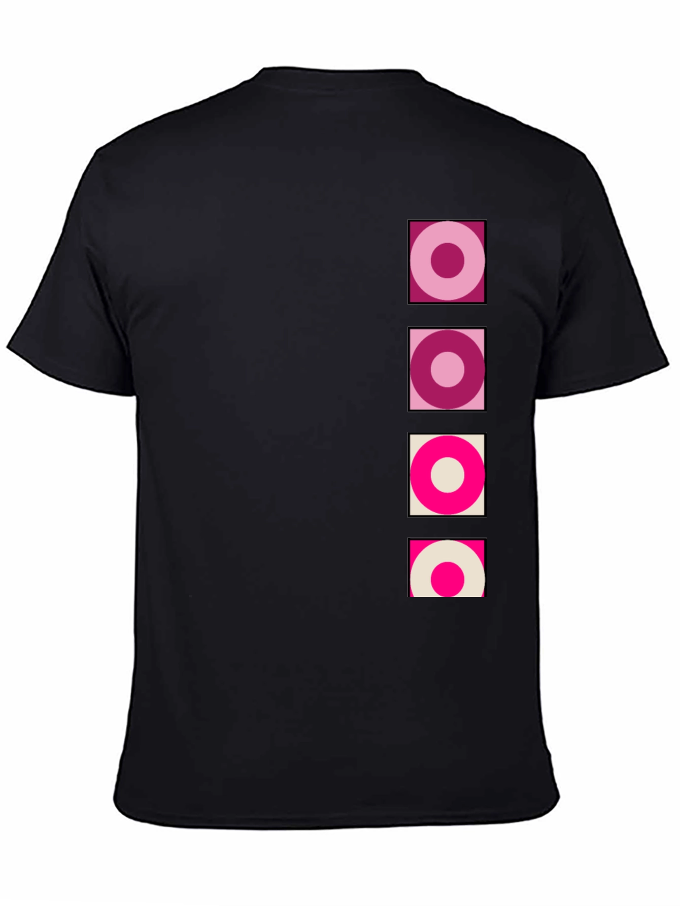 Black Retro Circle Design Black T-Shirt view 4