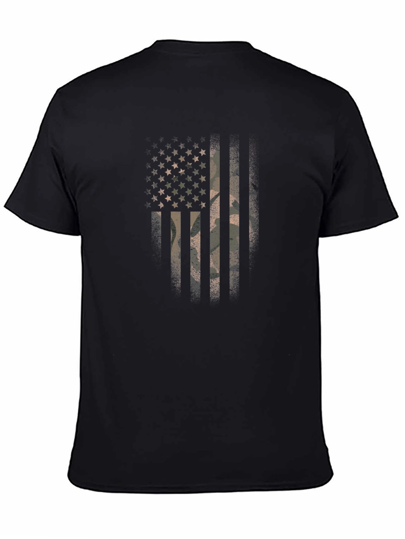 Black Camo American Flag Graphic Print T-Shirt view 4