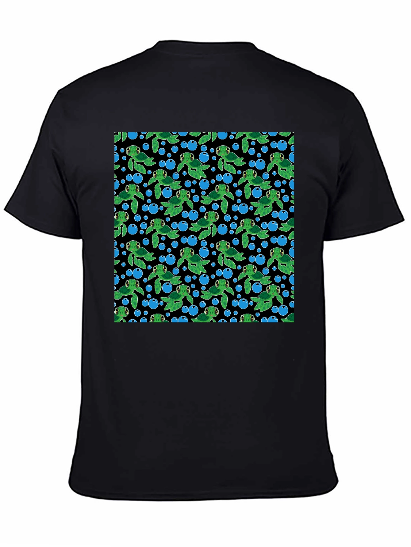 Black Turtle Bubbles Black T-Shirt view 4