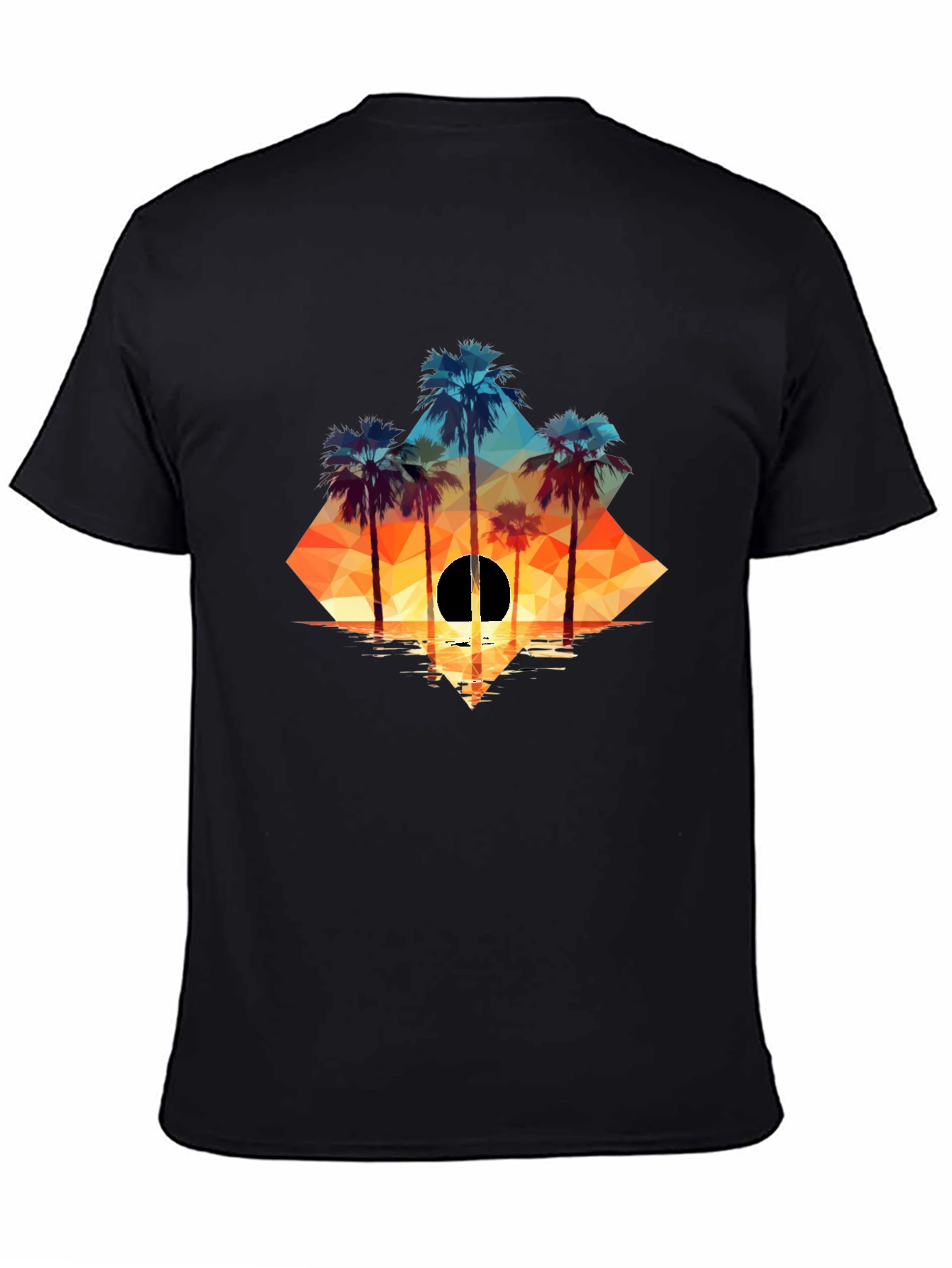 Black Geometric Palm Sunset Tee view 4
