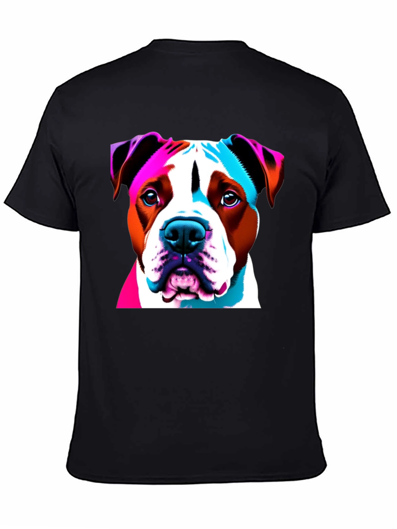 Black Vibrant Dog Graphic Tee - Unisex Black T-Shirt view 4