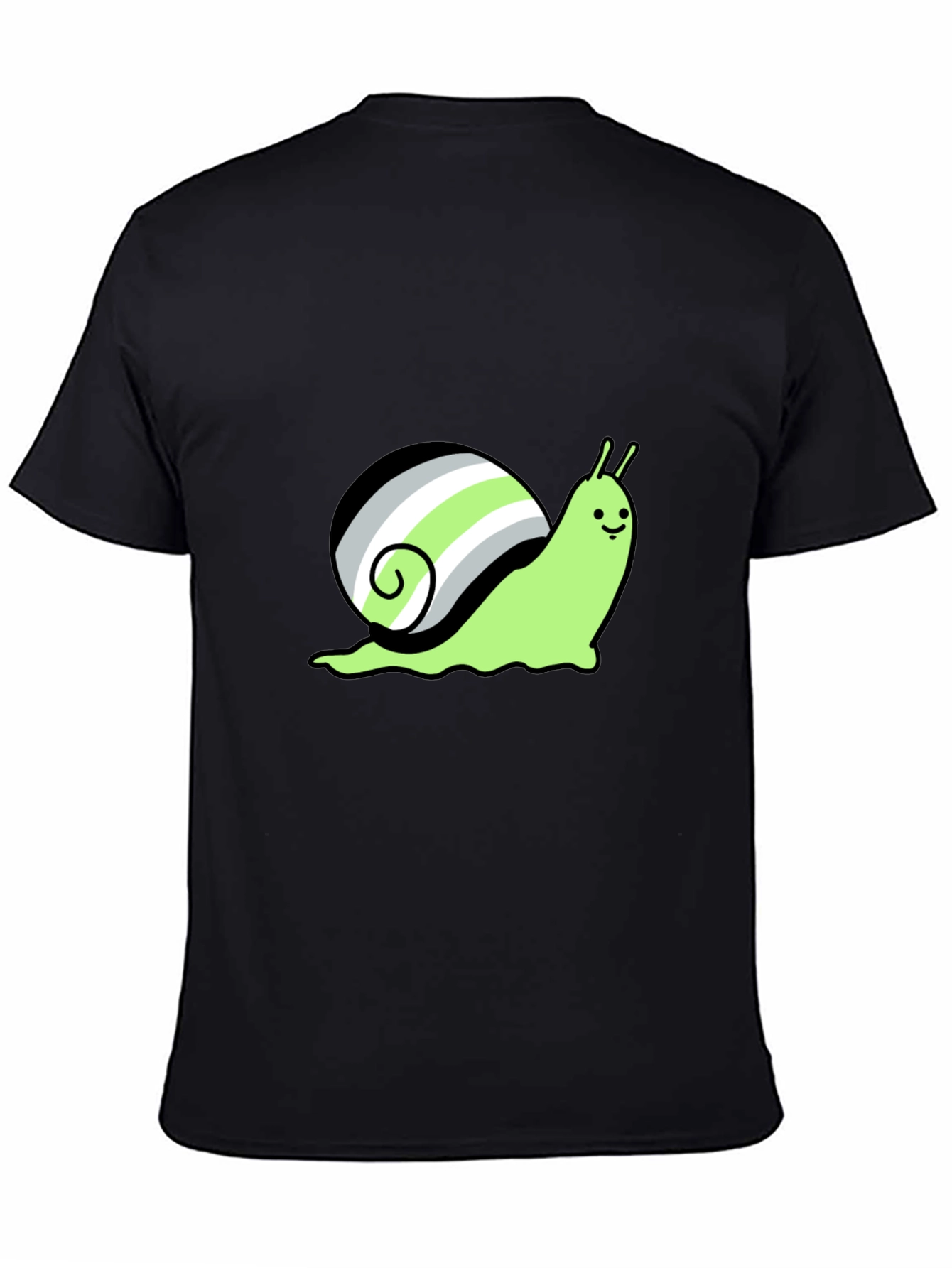 Black Agender Pride Snail T-Shirt - Black view 4