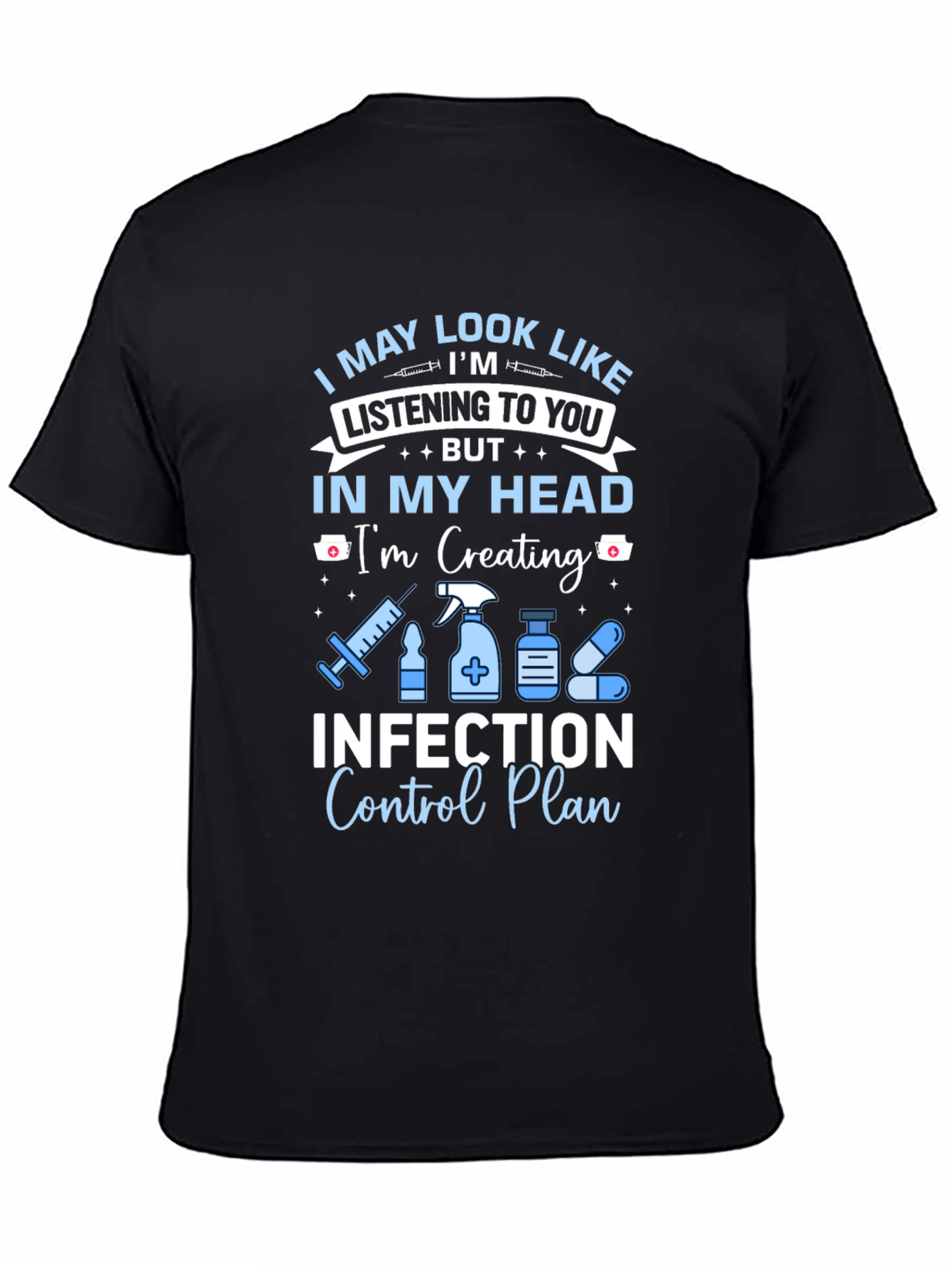 Black Infection Control Nurse T-Shirt view 4
