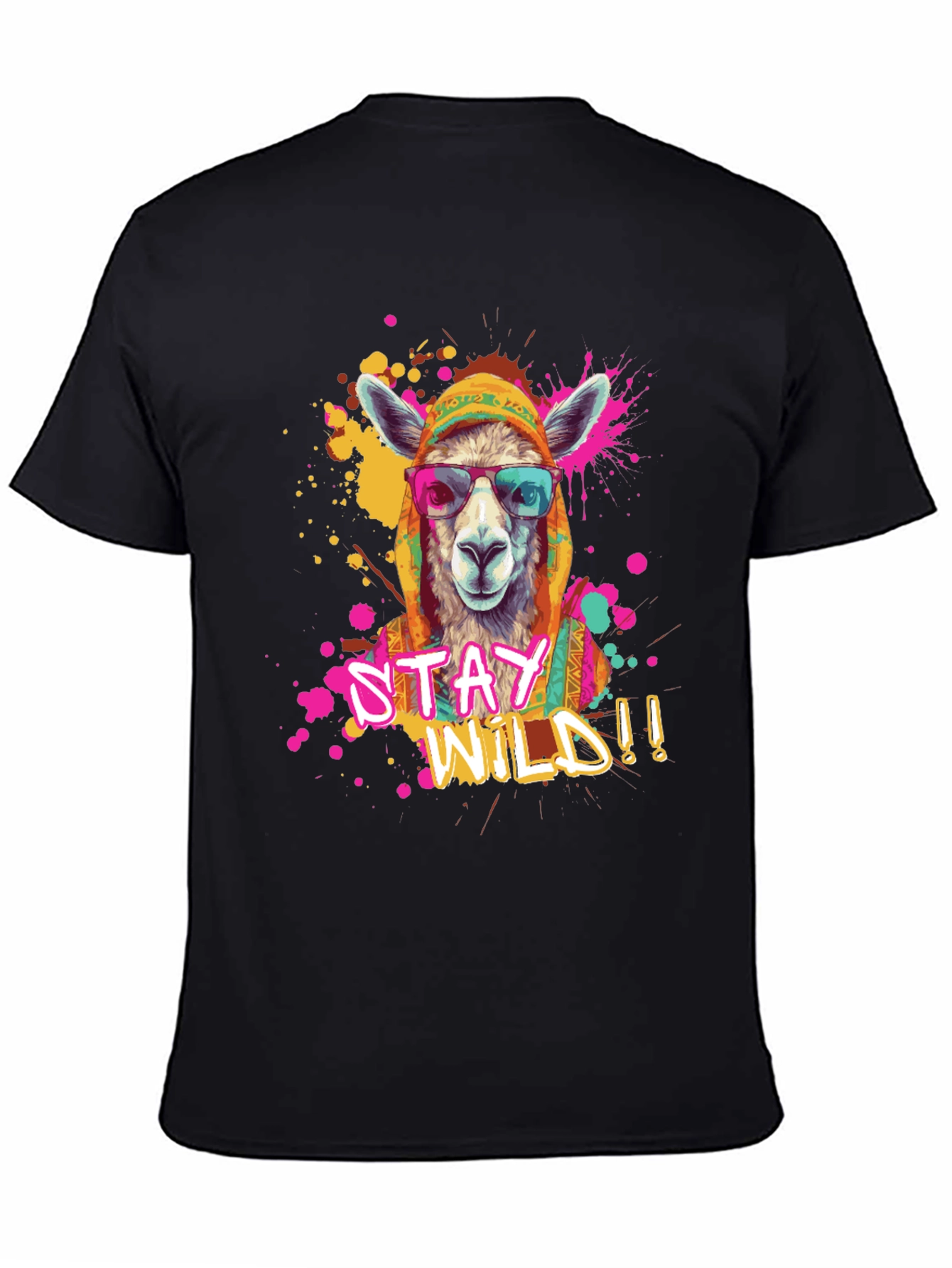 Black Stay Wild Llama Graphic Tee view 4