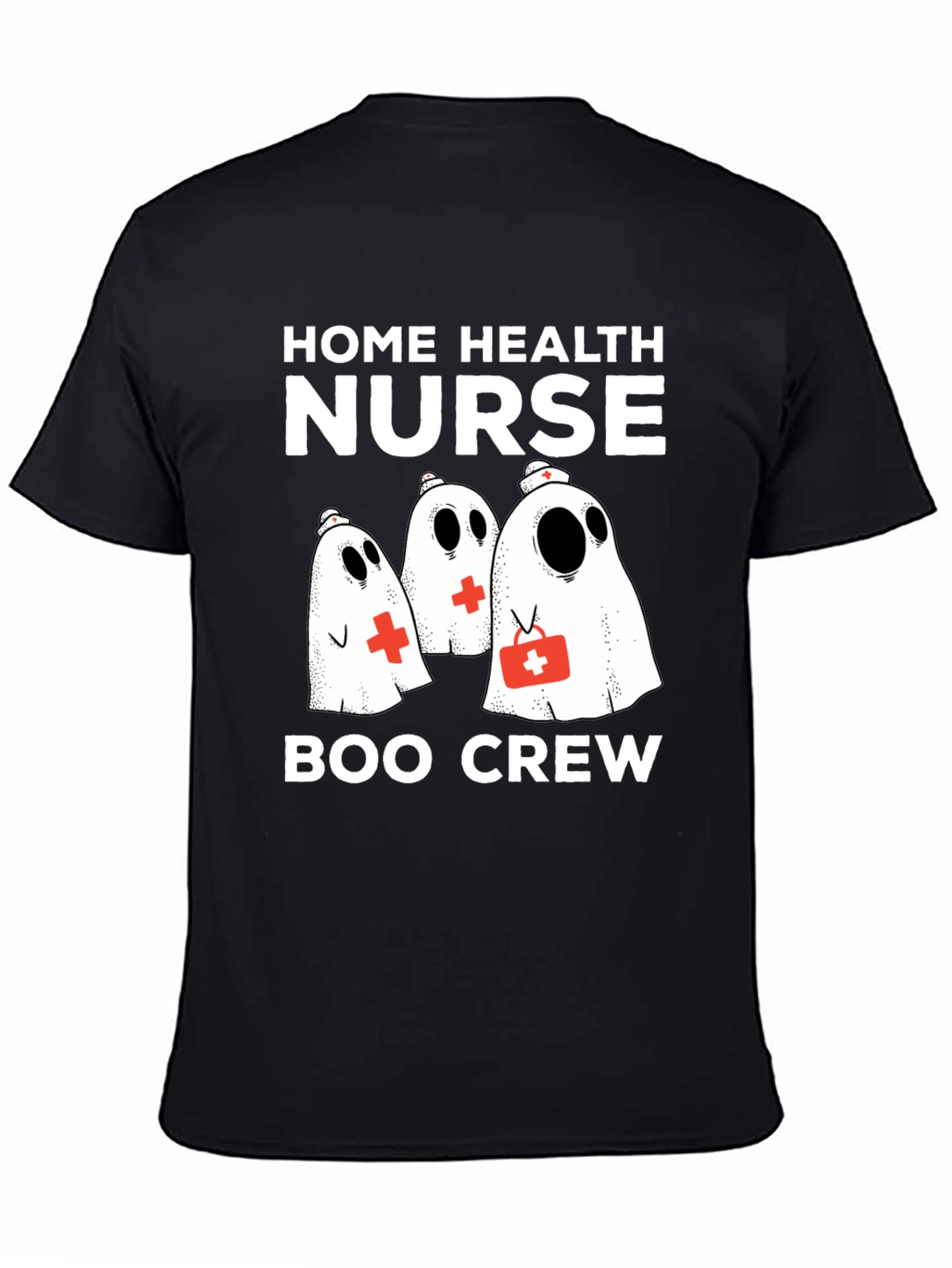 Black Home Health Nurse Boo Crew T-Shirt view 4