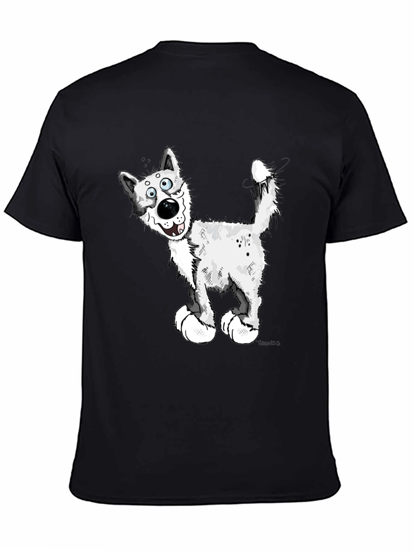 Black Cartoon Dog Graphic T-Shirt view 4