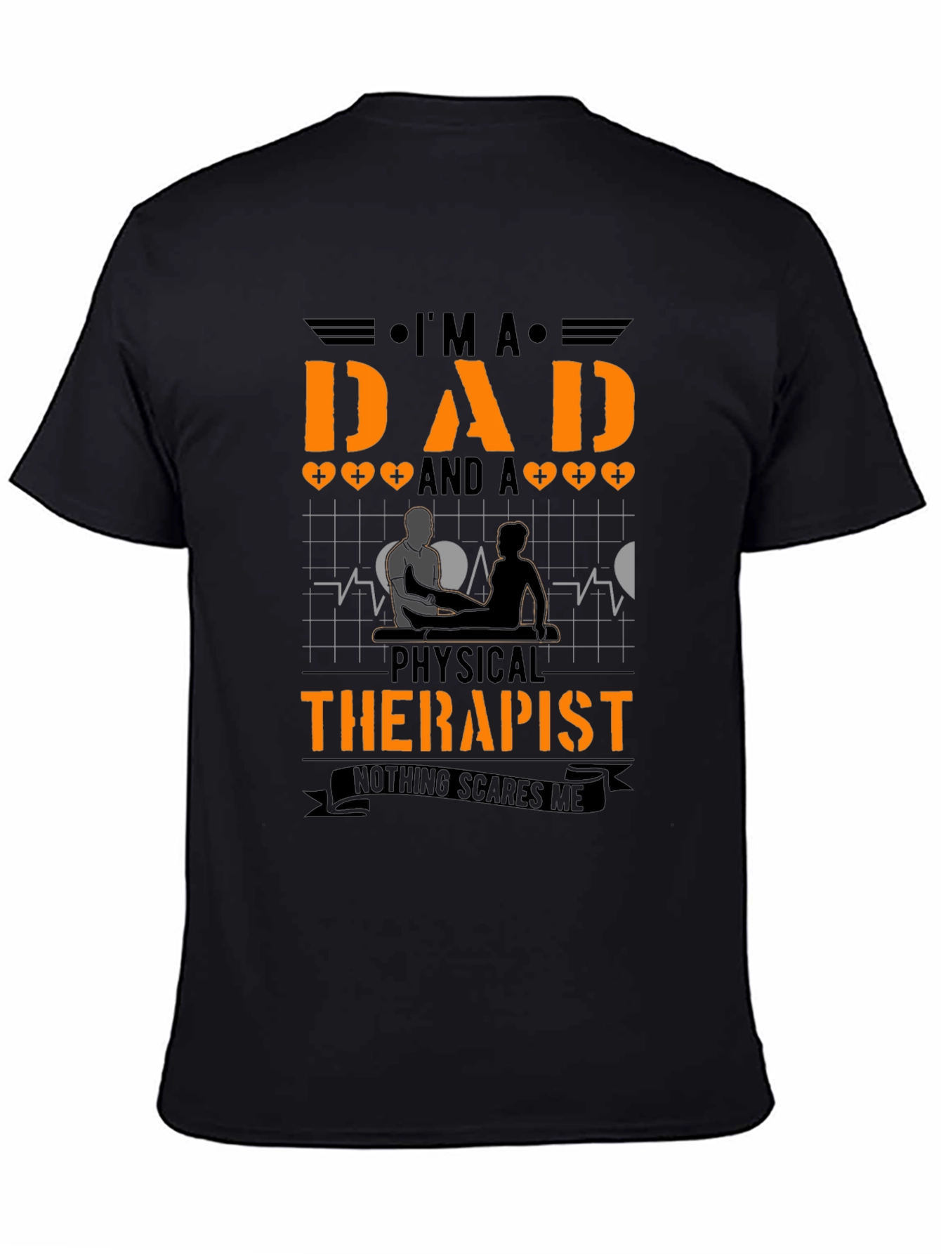 Black Dad Physical Therapist T-Shirt view 4