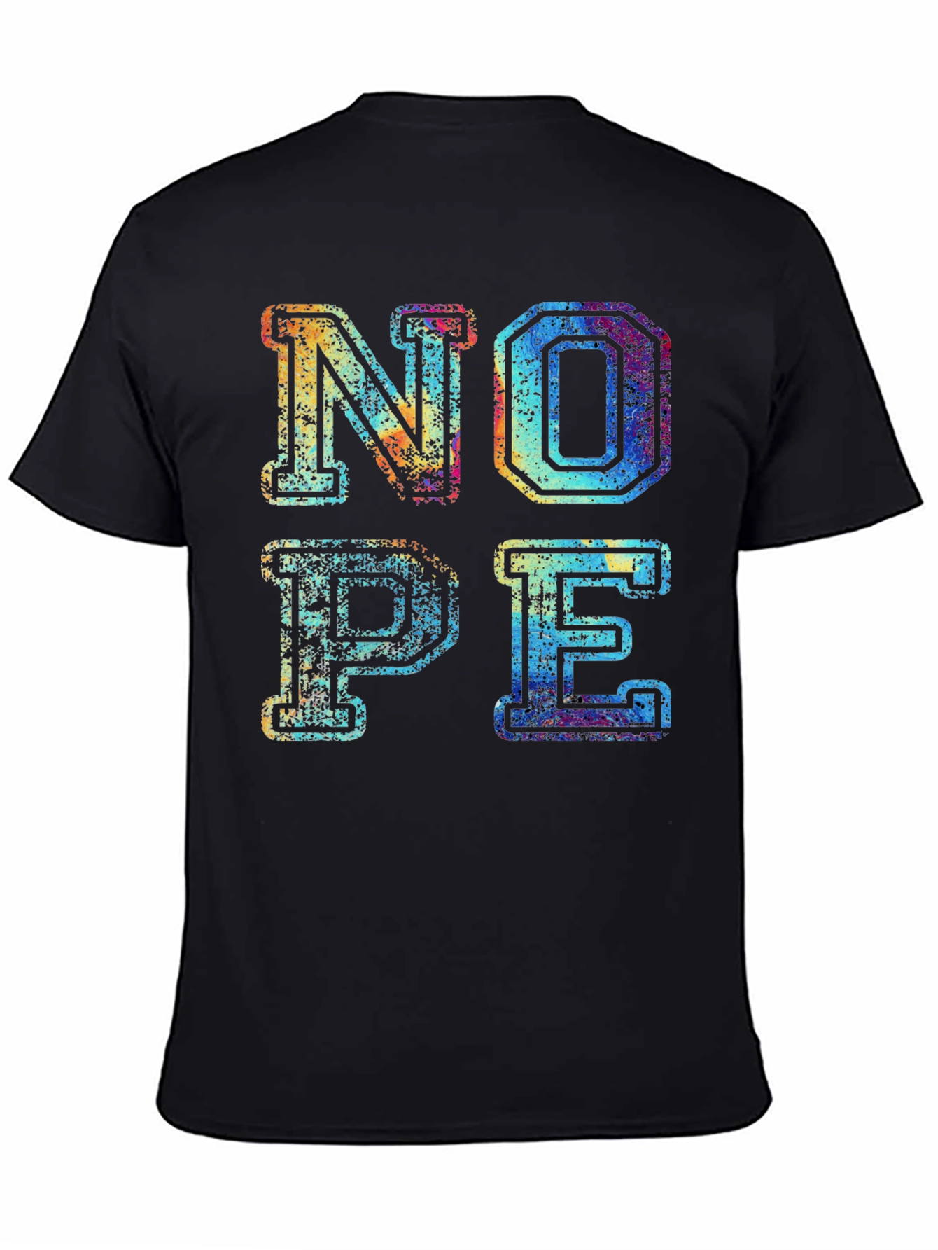 Black Retro "NOPE" Graphic Print Men's T-Shirt view 4